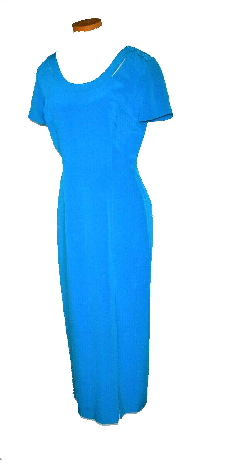 Vintage 80s YL by Yair Cornflower Blue Cocktail 100% silk Maxi Womens Dress Sz 6