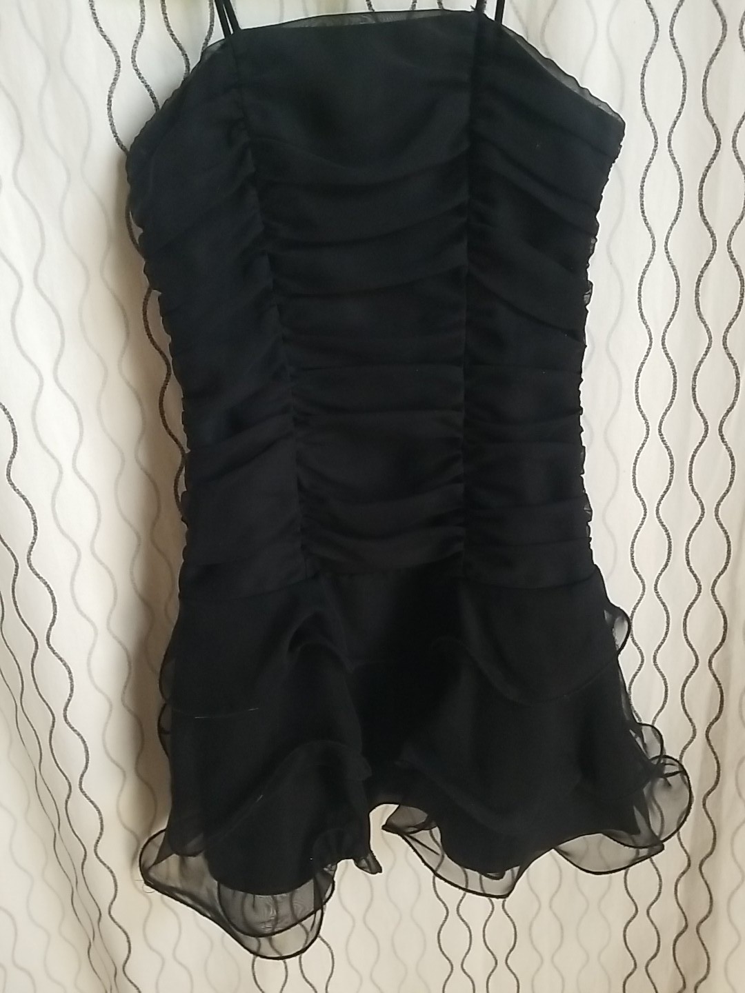 C.W. Designs Black Chiffon Mini Party Dress Junior Girls Size L