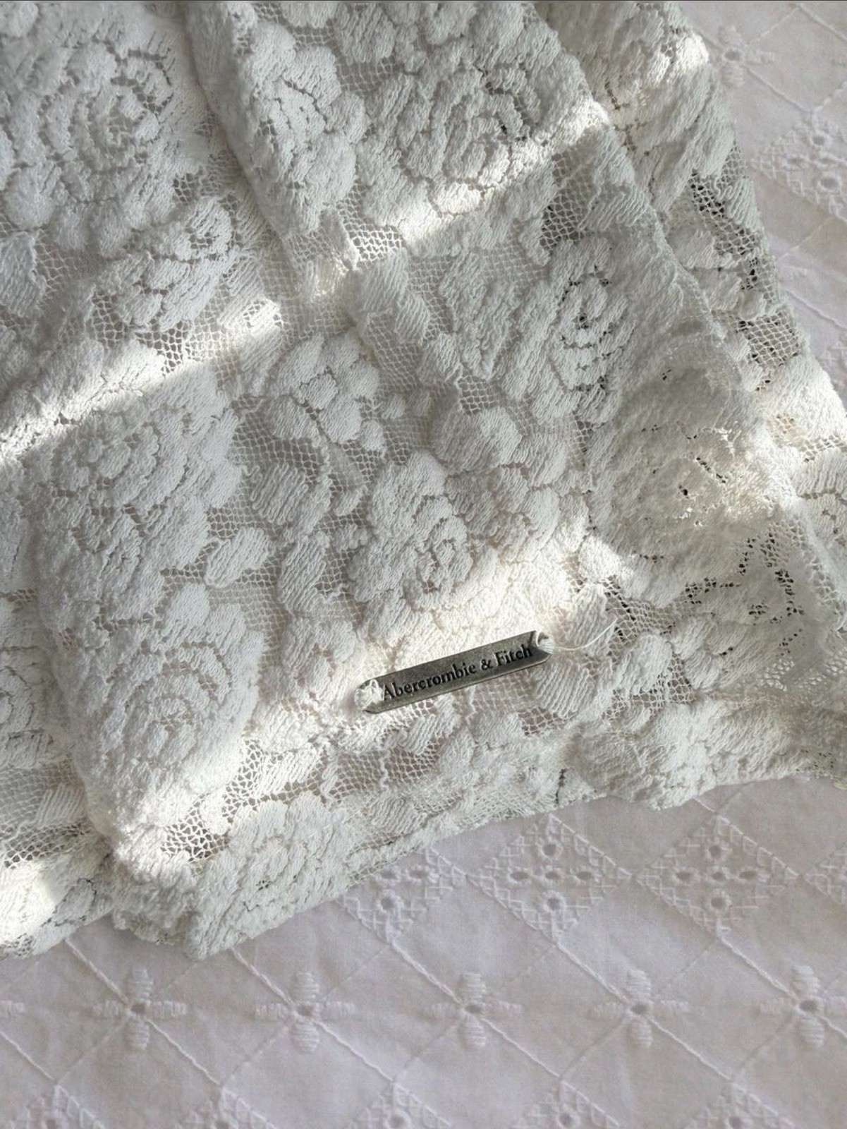 Abercrombie & Fitch Womens M White Floral Lace Mini Lined Slip Dress Straps NWOT