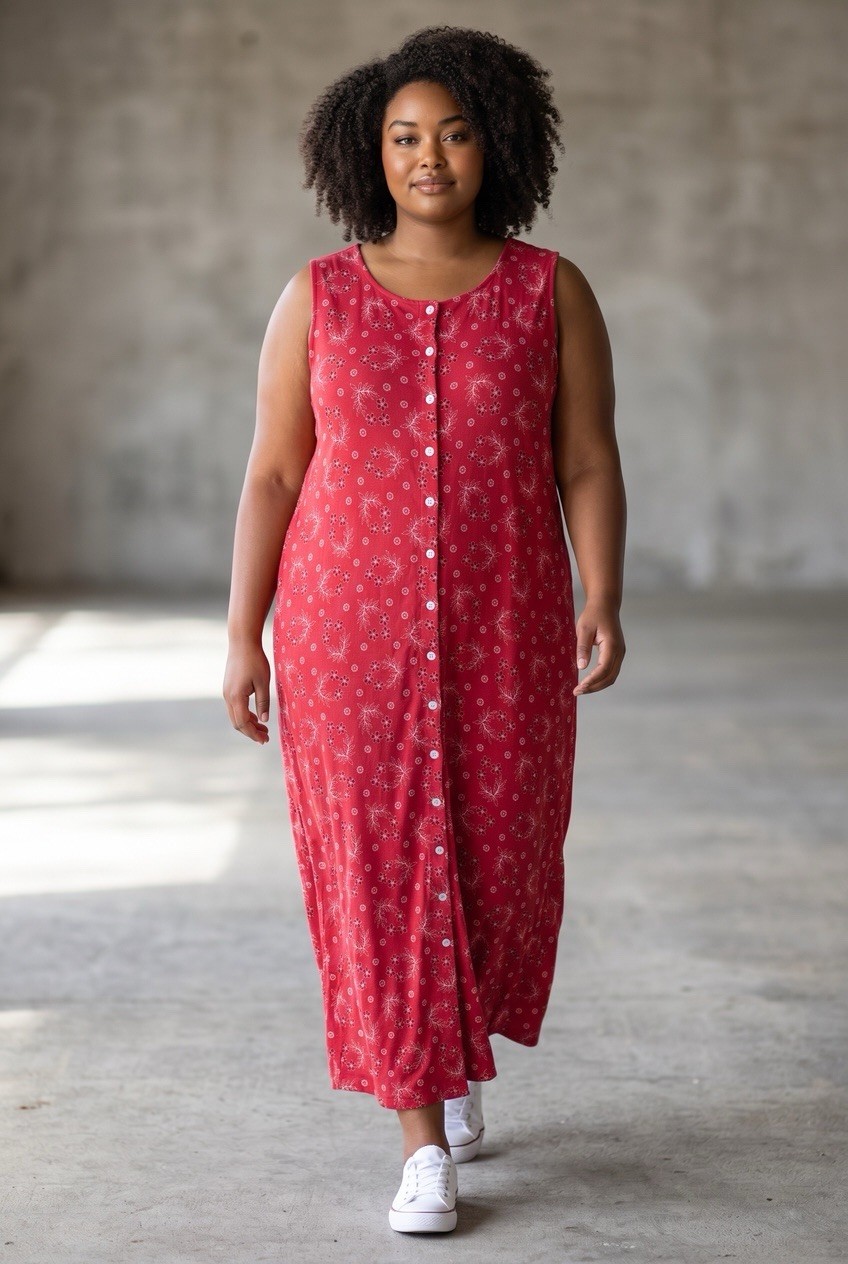 Coldwater Creek Sleeveless peasant Plus Size Long Sleeveless Red Dress 2X