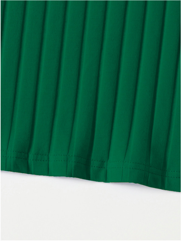 Dark Green Scoop Neck Rib-knit Bodycon Pencil Casual Summer Dress Sz XS S M L XL