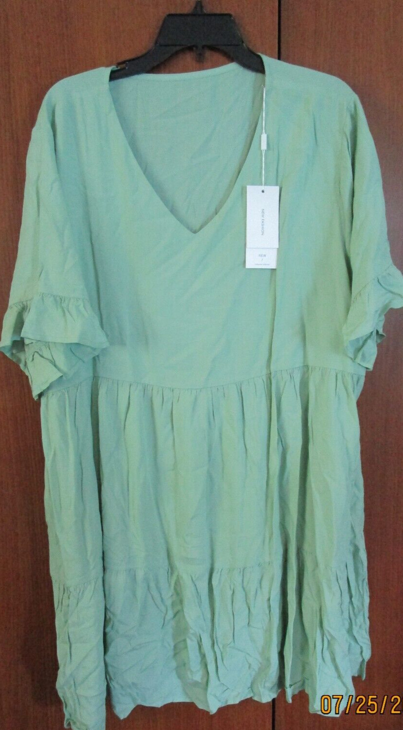 New Fashion Tunic Green Dress Sz XXL 100% Rayon Bust 50 Length 36 in