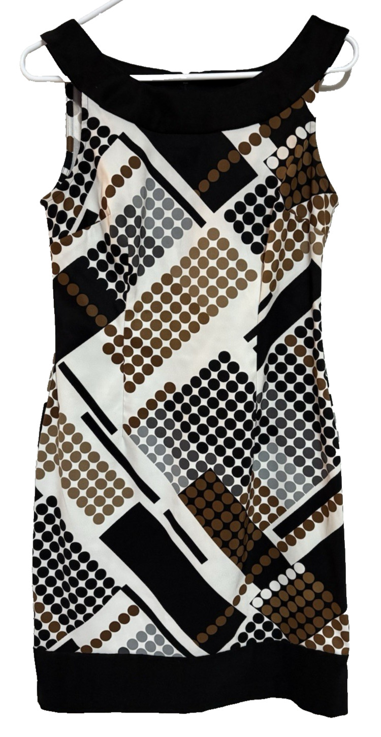 Dress Brown Women’s Black & White Geometric Pattern Stretch Size 6
