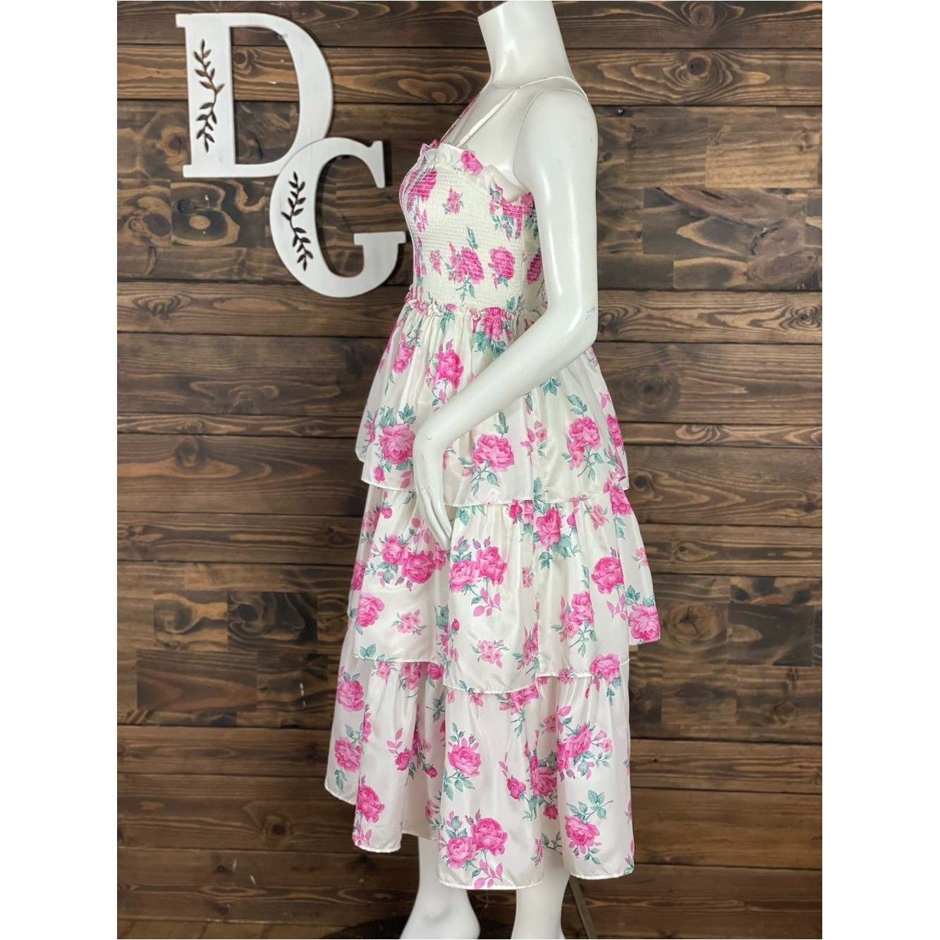 LoveShackFancy | X Target Elise Tiered Pink Floral Sundress Smocked Ruffle Midi