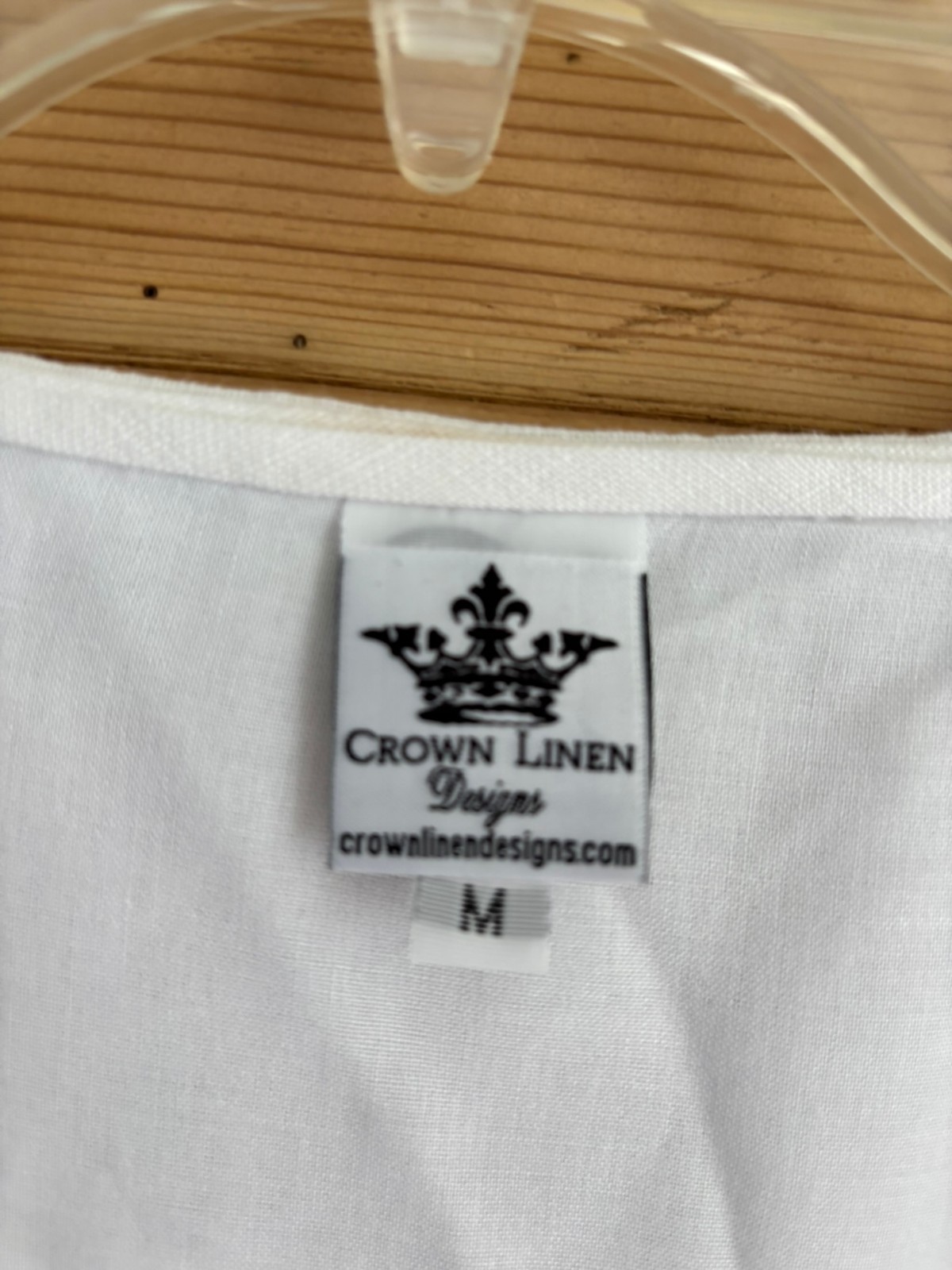 New Crown Linen Designs 100% Linen White Dress Flounce M / L