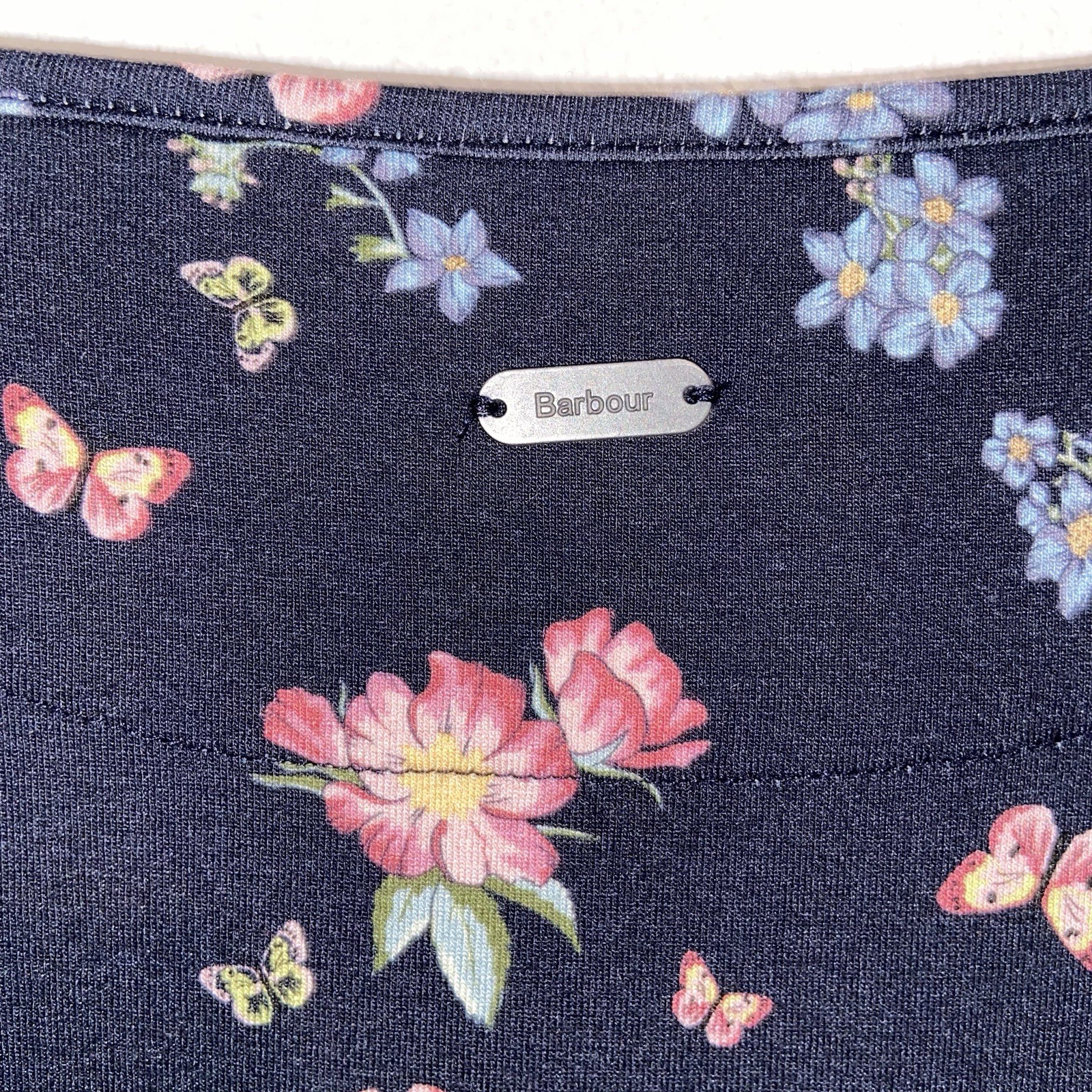 Barbour Dress Womens Size 6 USA Marlowe Floral Navy Preppy Coastal Butterfly