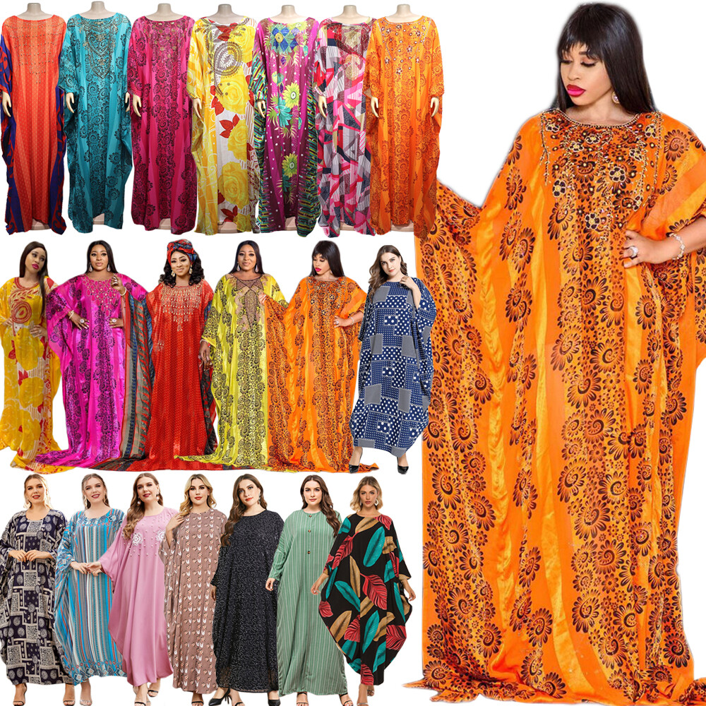 African Dashiki Kaftan Dubai Abaya Muslim Women Long Maxi Dress Abaya Caftan