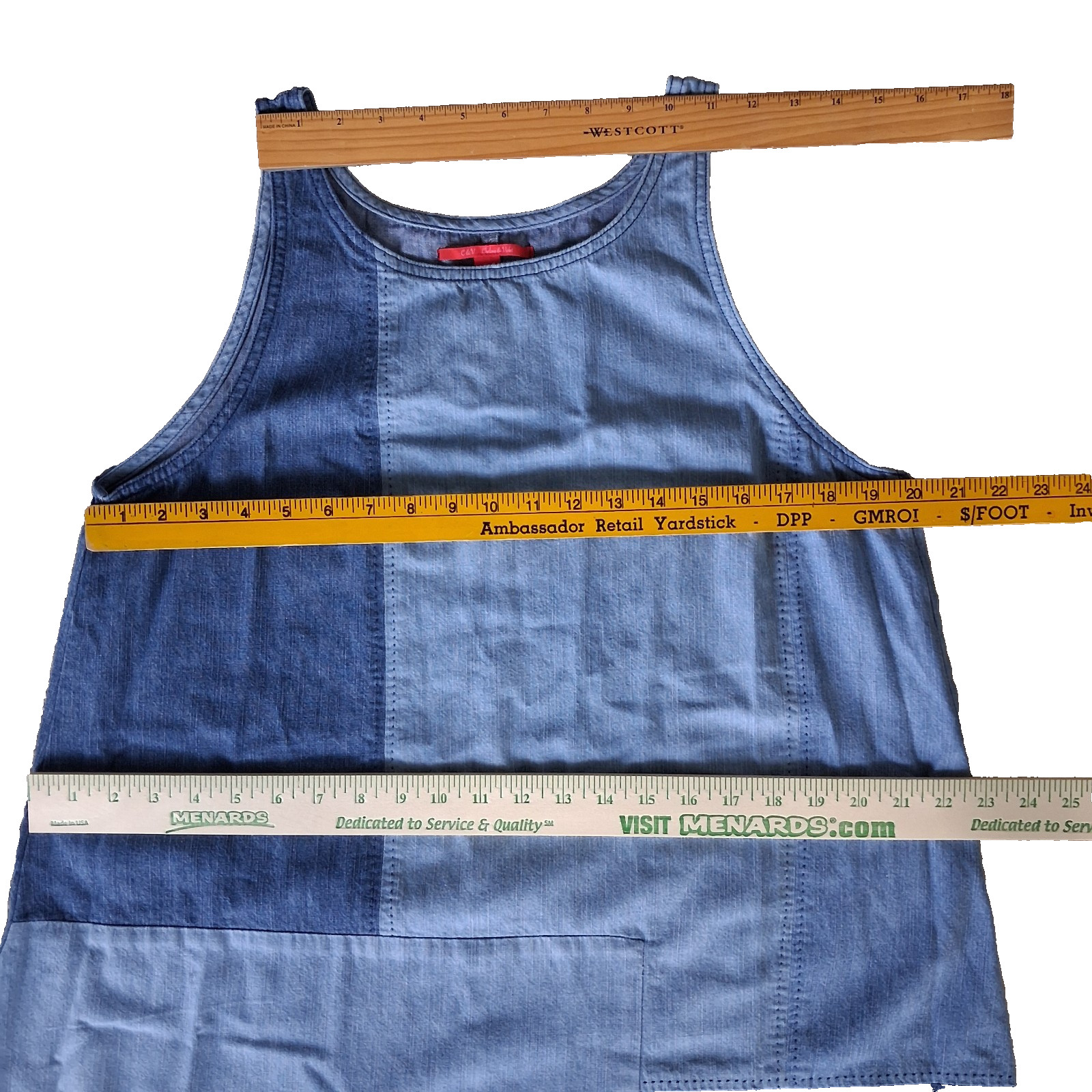 Chelsea & Violet Chambray Blue Sleeveless Pullover Summer Denim Dress Size L