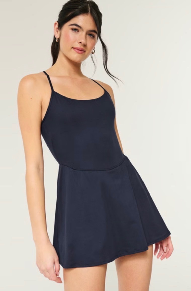 Hollister Gilly Hicks Active Dress w built-in shorts NAVY LARGE NWT