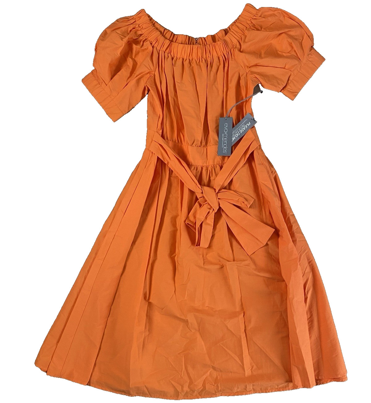 Eva Mendes M Medium Orange Off The Shoulder Pleated Dress Women New York Co