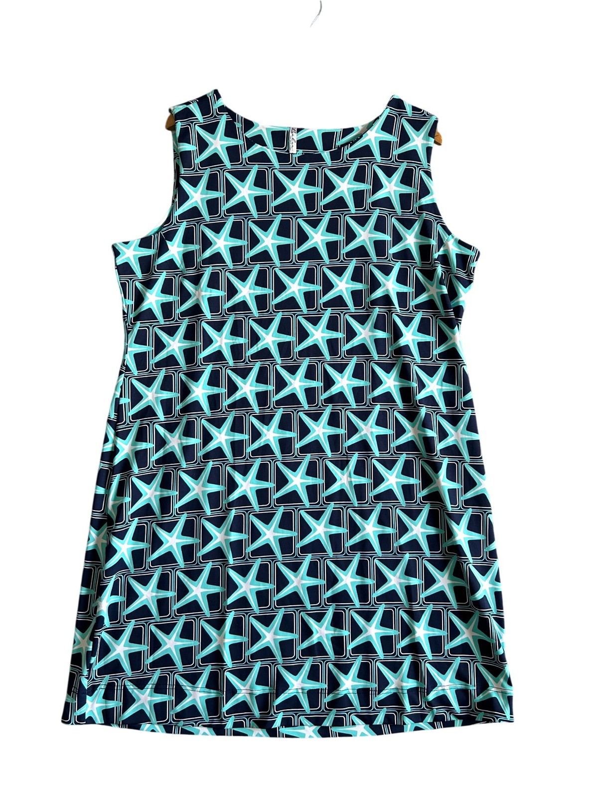 Lulu B Women’s Sz 1X Sleeveless Starfish Print Dress Nylon Spandex Blend
