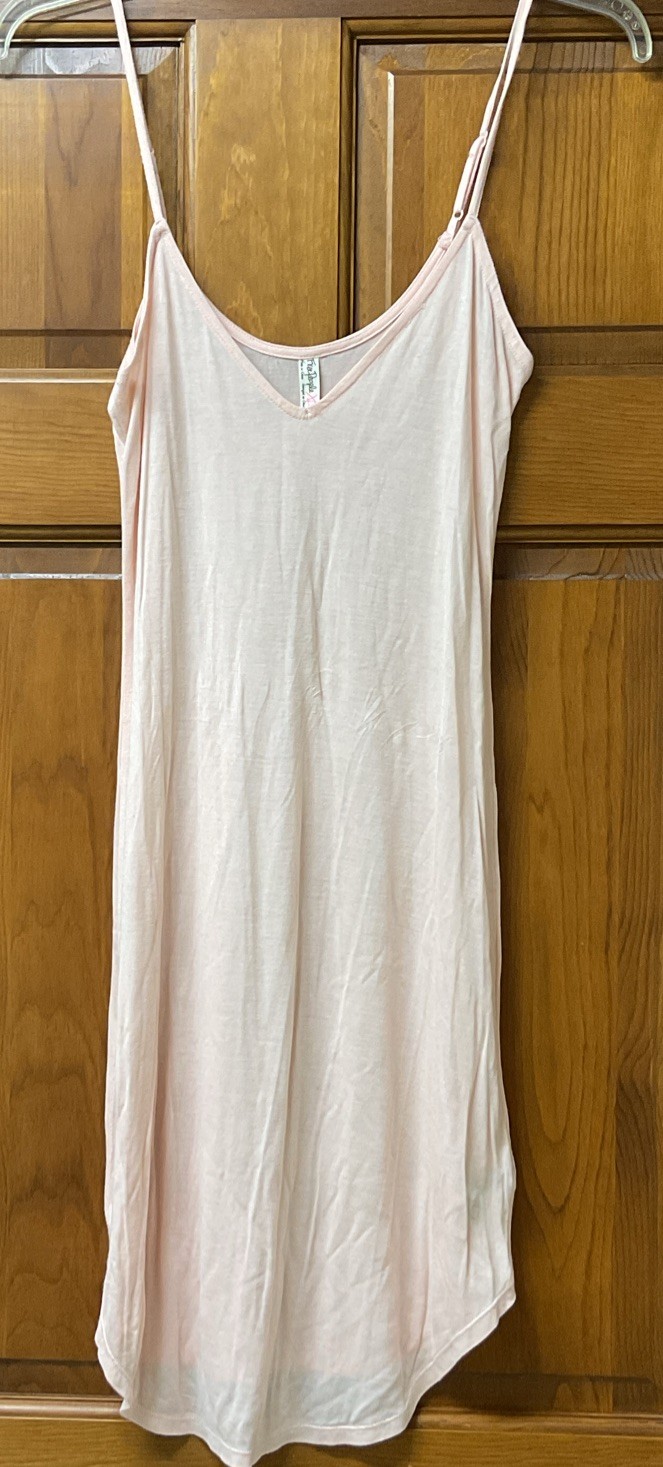 Free People V-Neck Semi Sheer Camisole Slip Dress Nightie Peach Size XS
