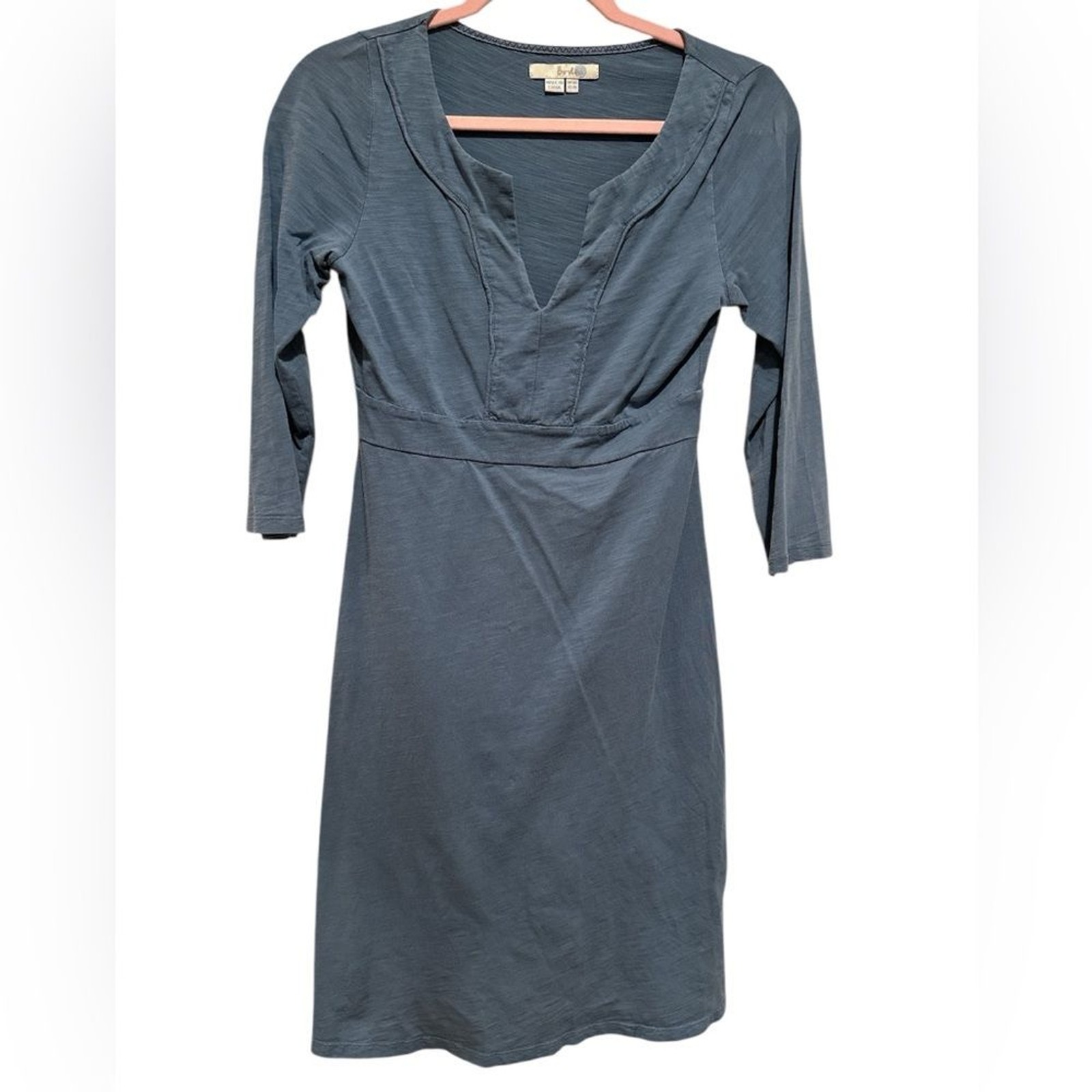 BODEN 3/4 SLEEVE BLUE NOTCH OFFICE JERSEY MINIMALIST DRESS 4R