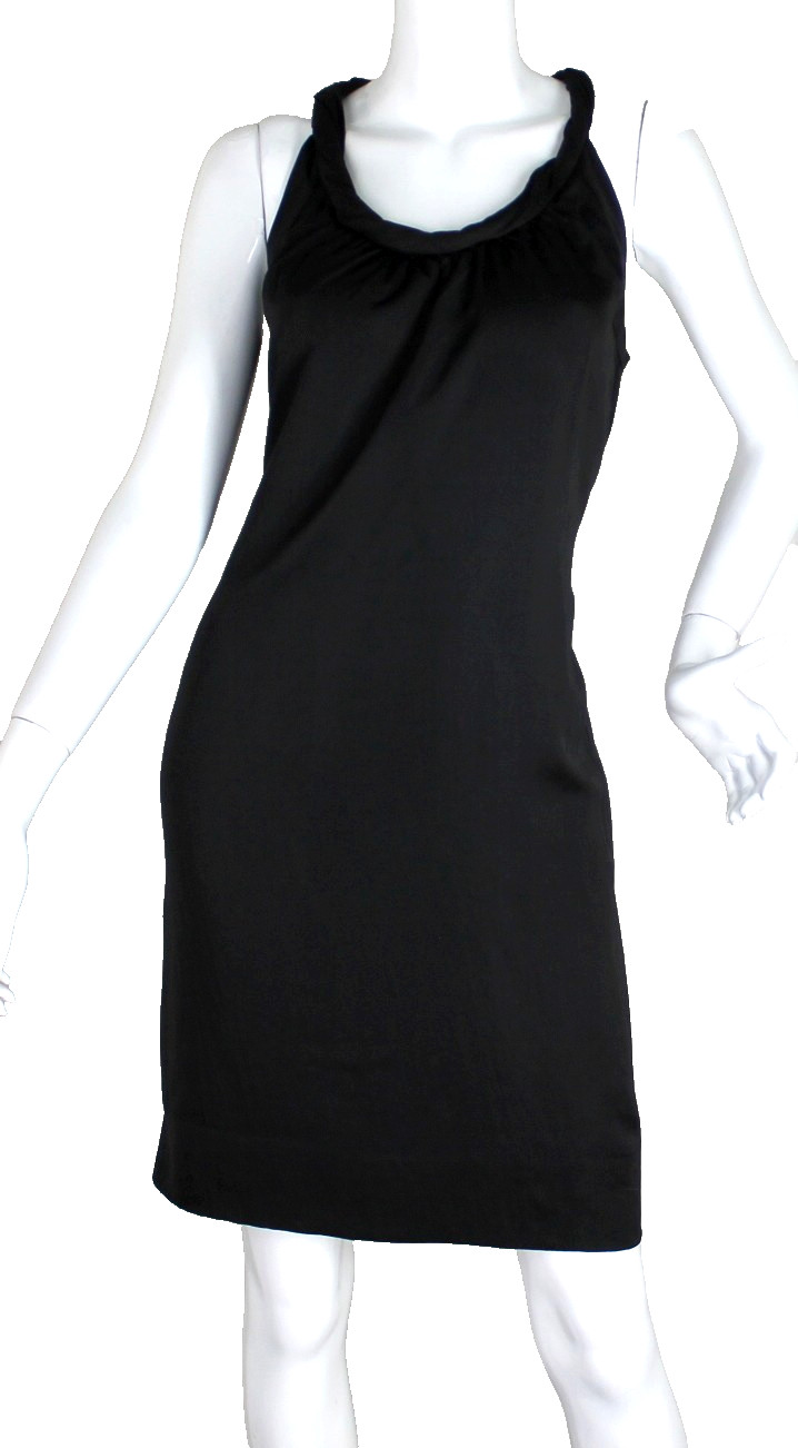 {TALBOTS} Dress Shift Sz. 12-P Black Rolled Neckline Pockets Lined Summer