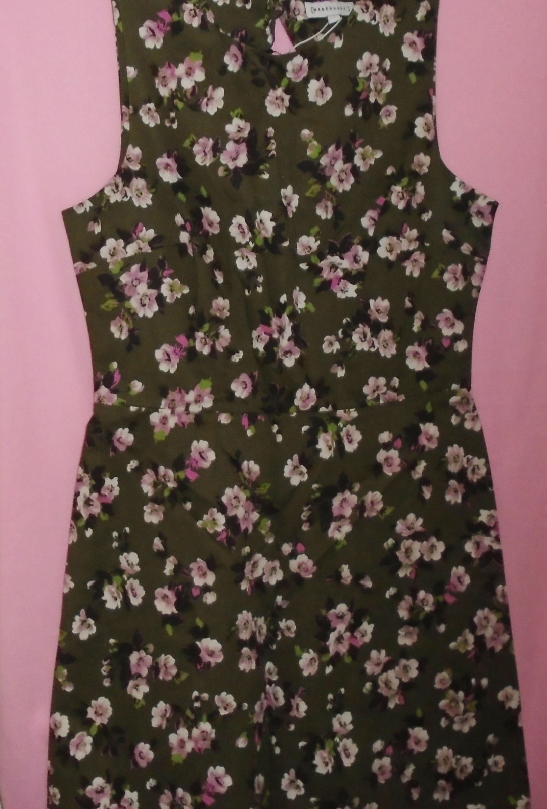 Warehouse Mae Floral Shift Dress green printed cotton Size 10 New Tags BNWT
