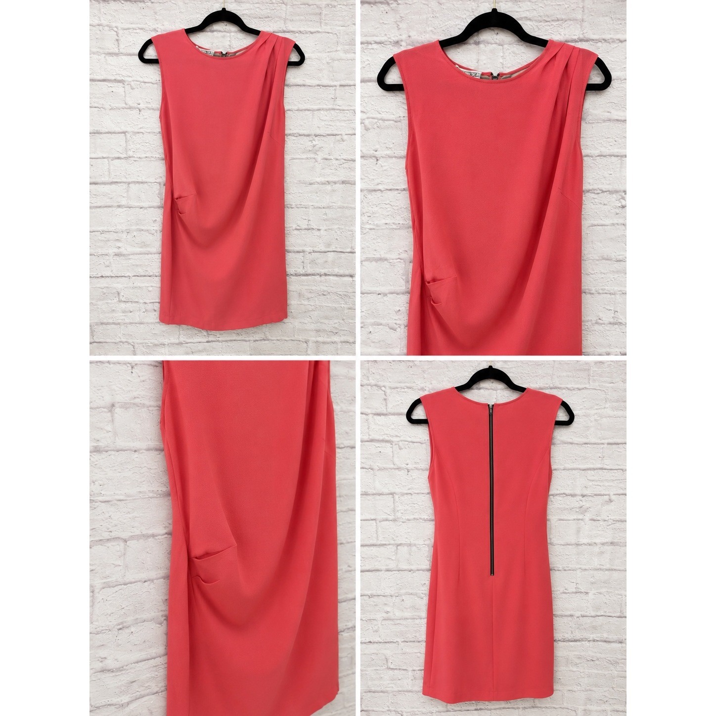 House of Dagmar Peachy Pink Side Ruched Sleeveless Sheath Dress Sz 36 US 4 S