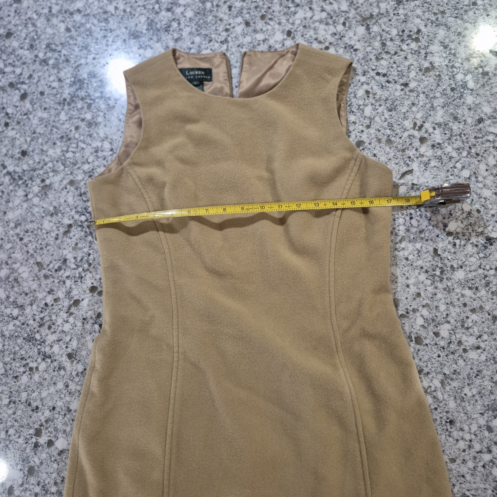 Lauren Ralph Lauren (Green Label) 100% Wool Sheath Dress Camel Tan Size 6