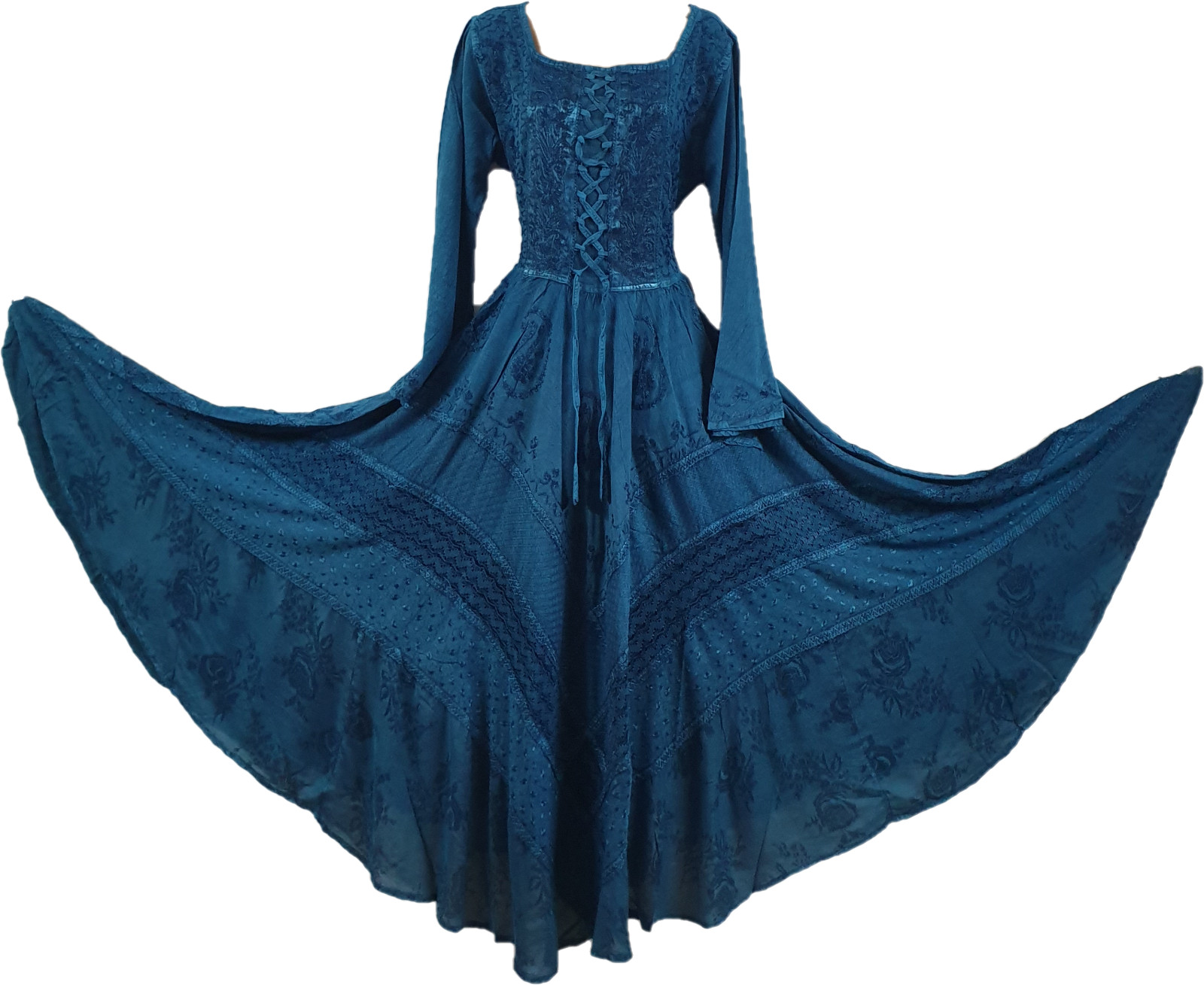 Long Sleeve Maxi Dress Autumn Winter Formal Rayon Satin TURQUOISE 12 14 16 18 20
