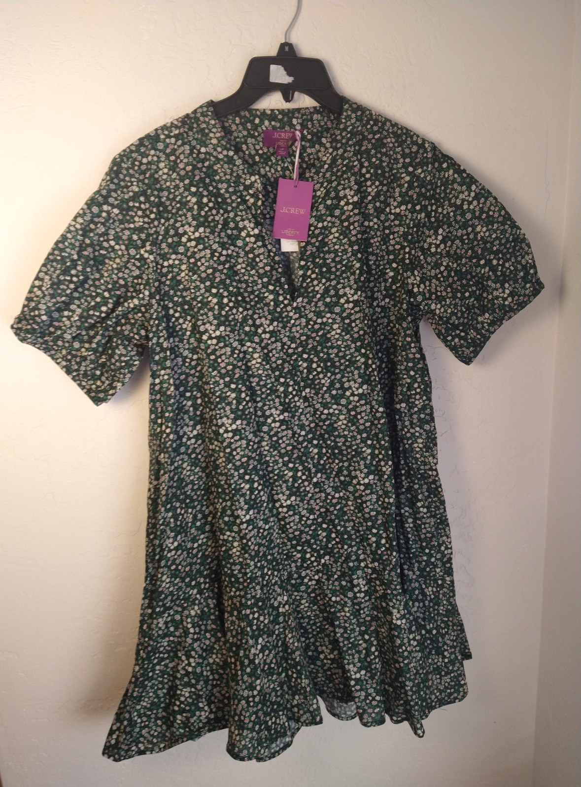 J Crew Delilah dress in Liberty® Marguerite floral Petite Lg Black Green Multi