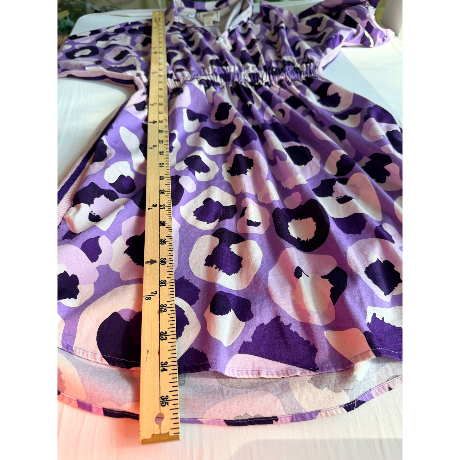 EMILY MCCARTHY Purple Leopard Preppy Gameday LSU Mod Dress Smocked Waist MEDIUM