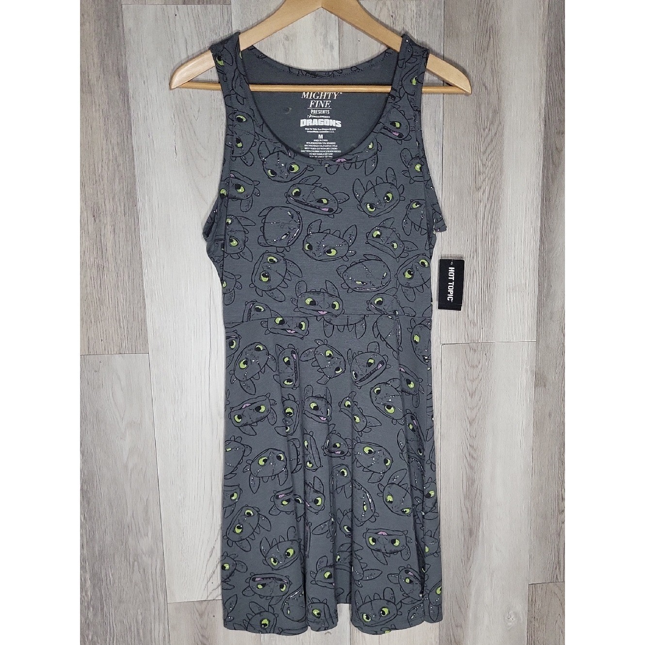 NWT Mighty Fine DreamWorks Dragons Toothless Print Skater Dress HTTYD Womens M