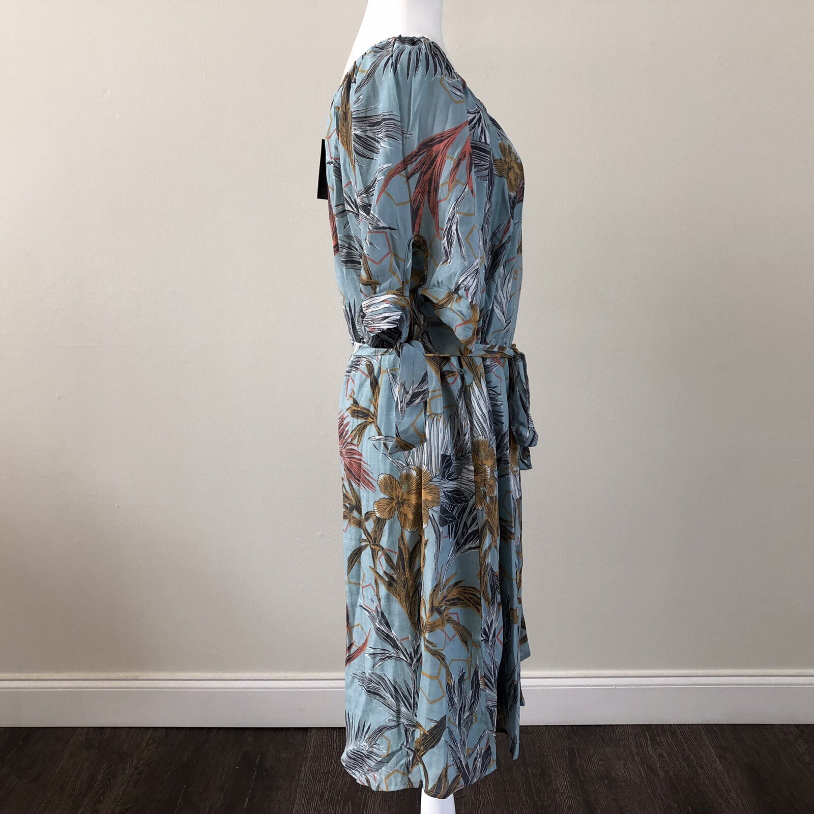 Mile Gabrielle Women’s Teal Blue SS Floral Lined Dress Sz 1XL