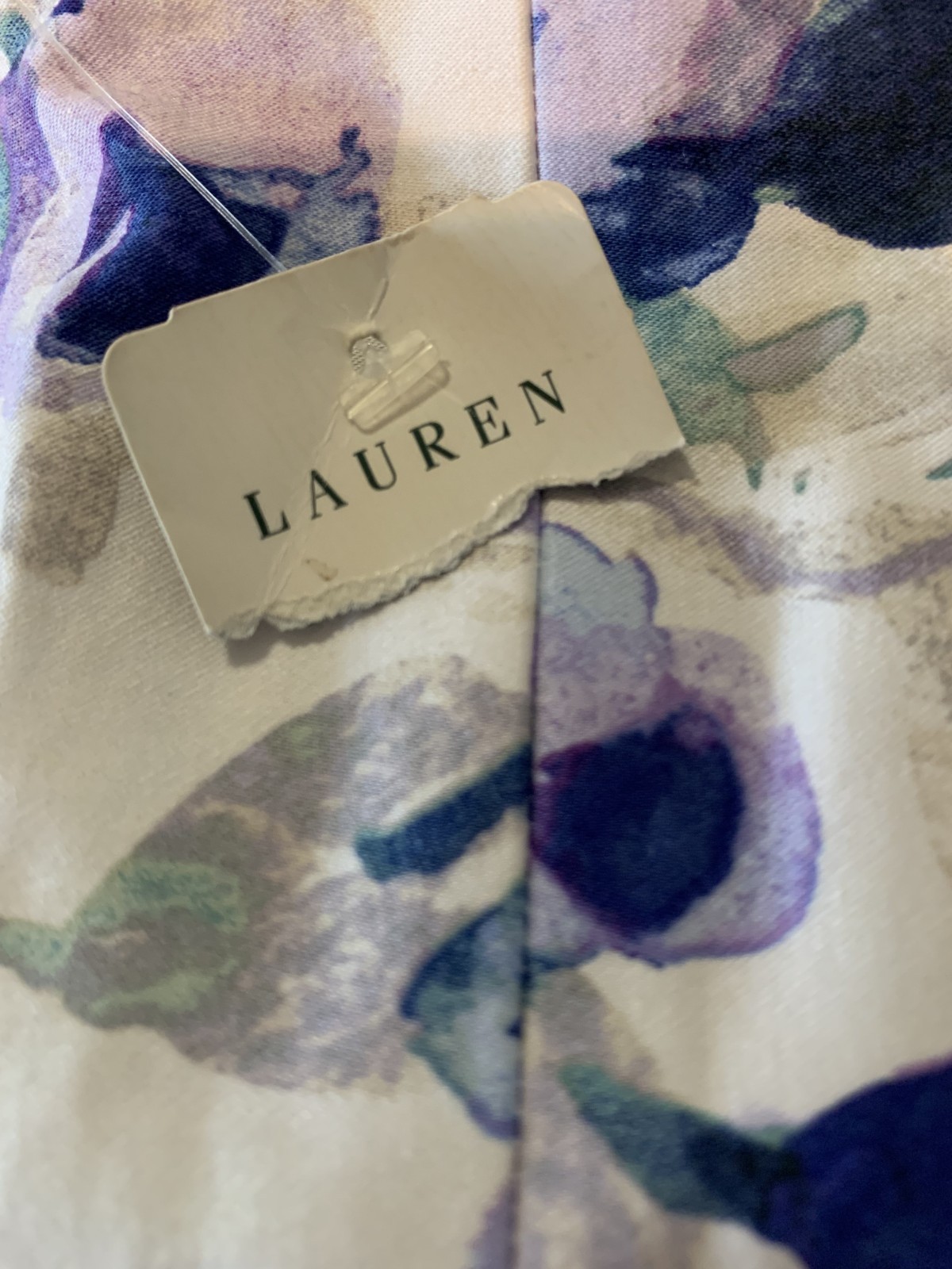 NWT RALPH LAUREN Dress White Purple Green Cotton Sleeveless V Neck Zipper 4P