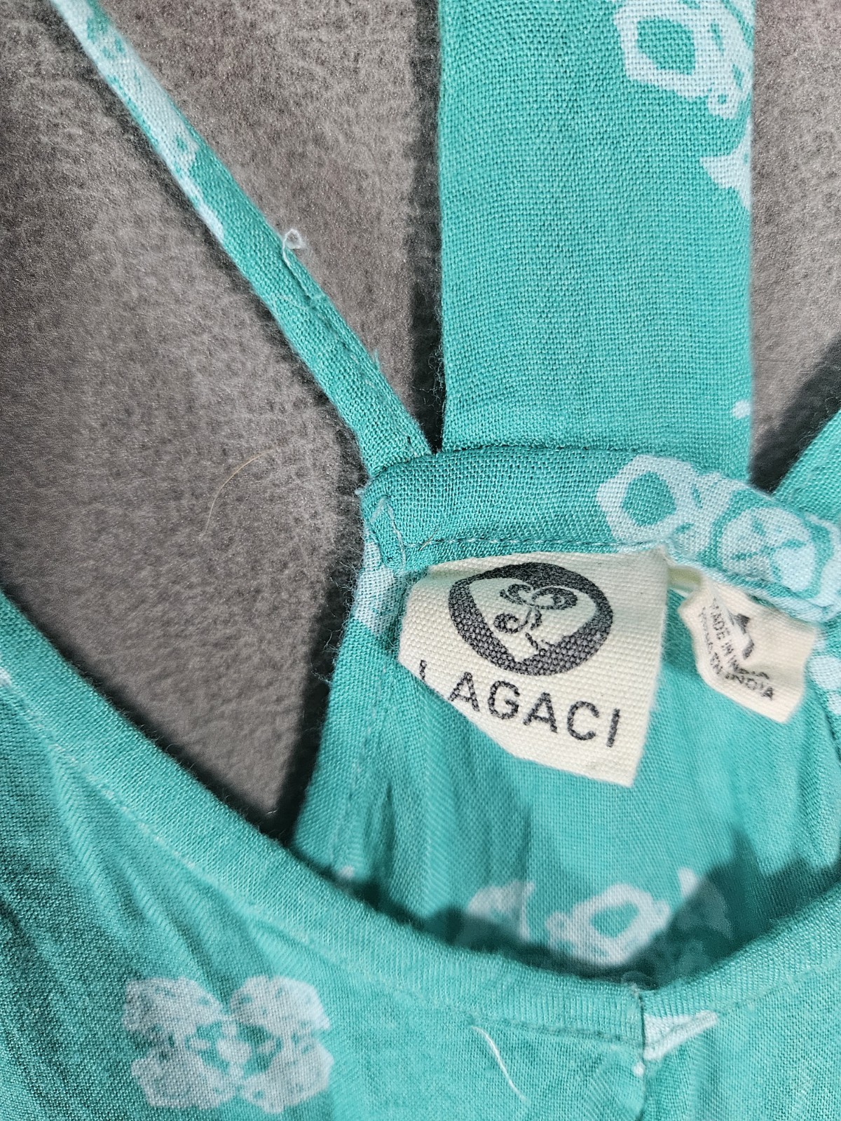 Lagaci Womens Medium Tunic Mini Dress Teal Hawaiian Sleeveless Tropical Sheer