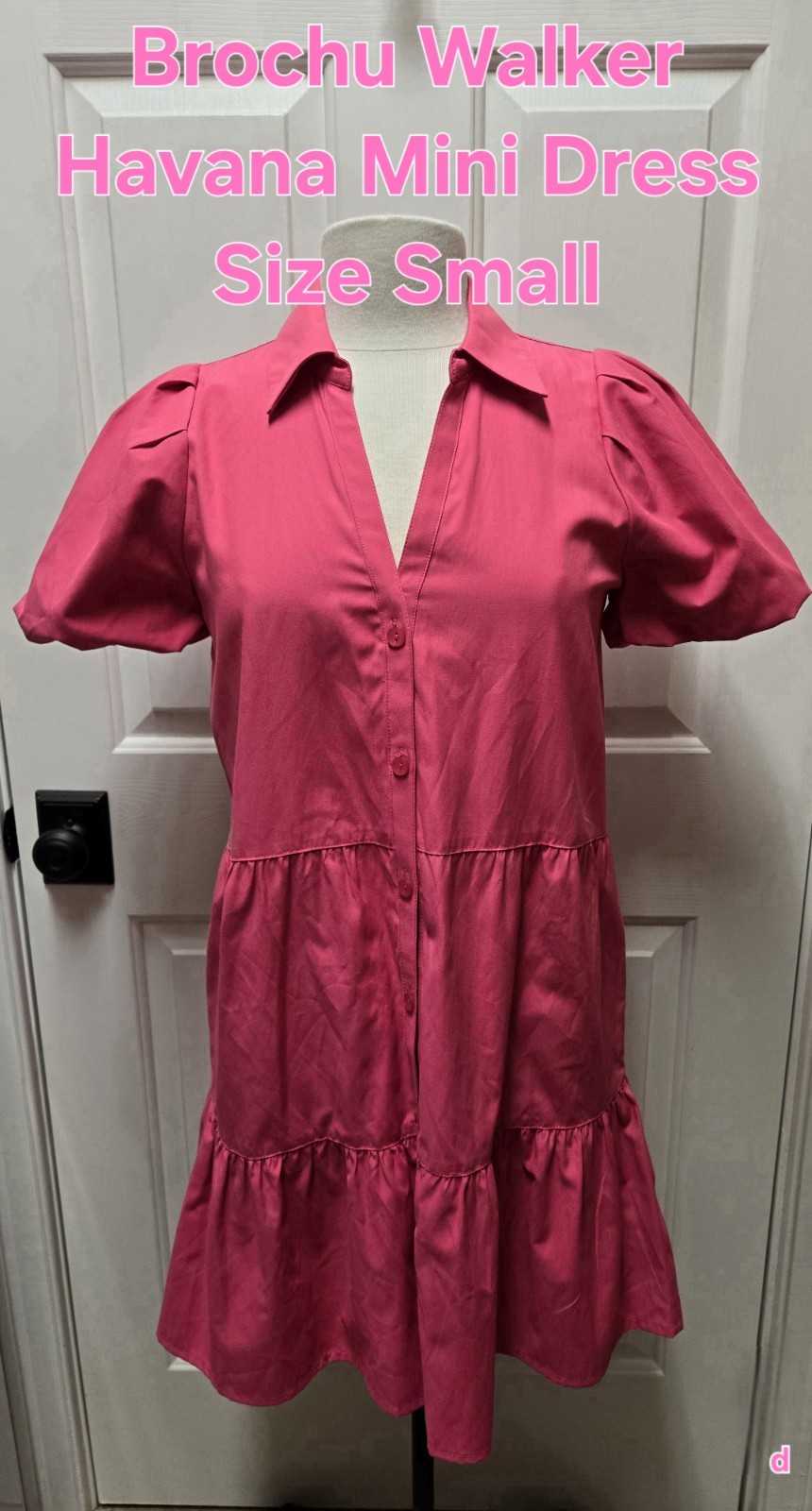 Brochu Walker The Havana Mini Dress, Size Small, Hot Pink