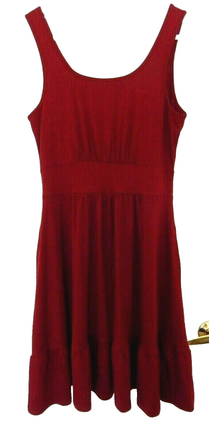Ruffle Hem Sleeveless Sundress-M, burgandy Heavy great quality!