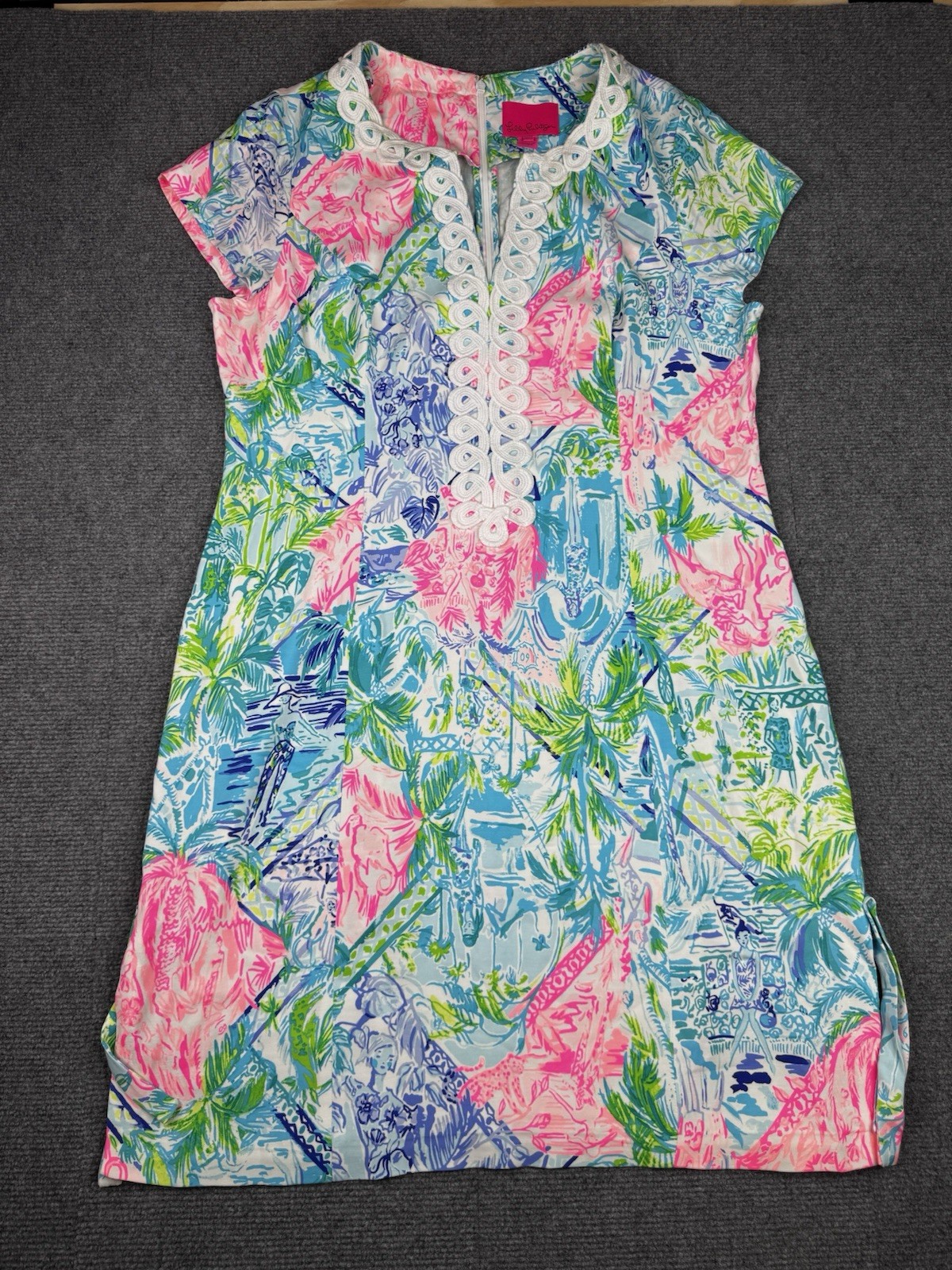 Lilly Pulitzer CASIDY STRETCH SHIFT DRESS Multi Bohemian Queen Pink Blue 16