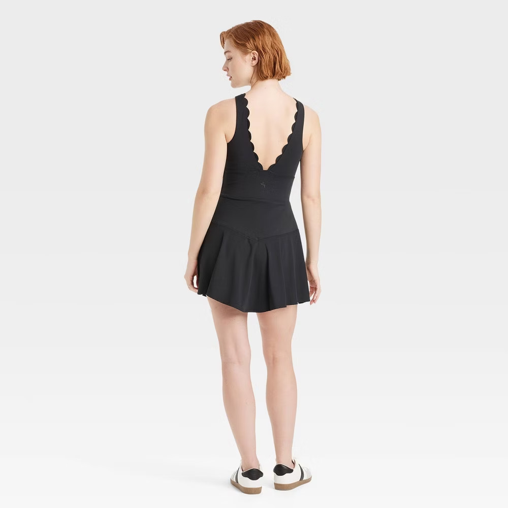 JoyLab Womens Size Small Scallop Detail Active Dress Black Size M