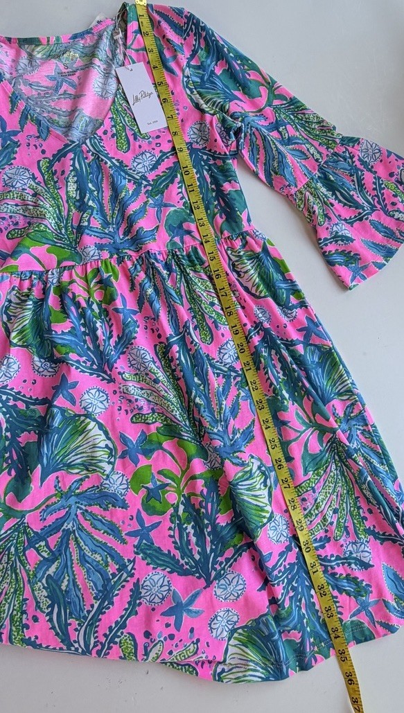 Lilly Pulitzer Jannie Dress V-Neck Three Quarter Sleeve Mini Size Small