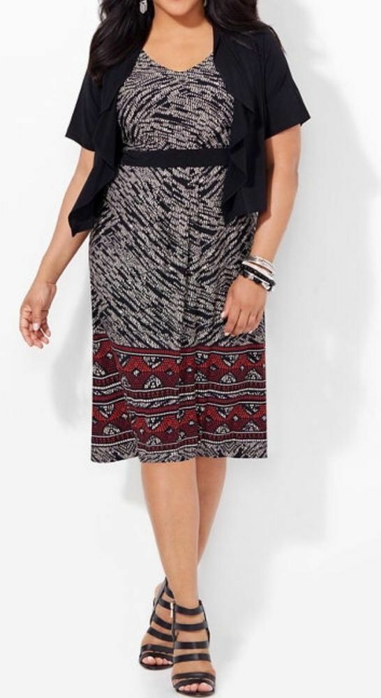 Catherines Plus Size V-Neck Stretch Sleeveless Dress w/ Empire Waist Size 5X NEW