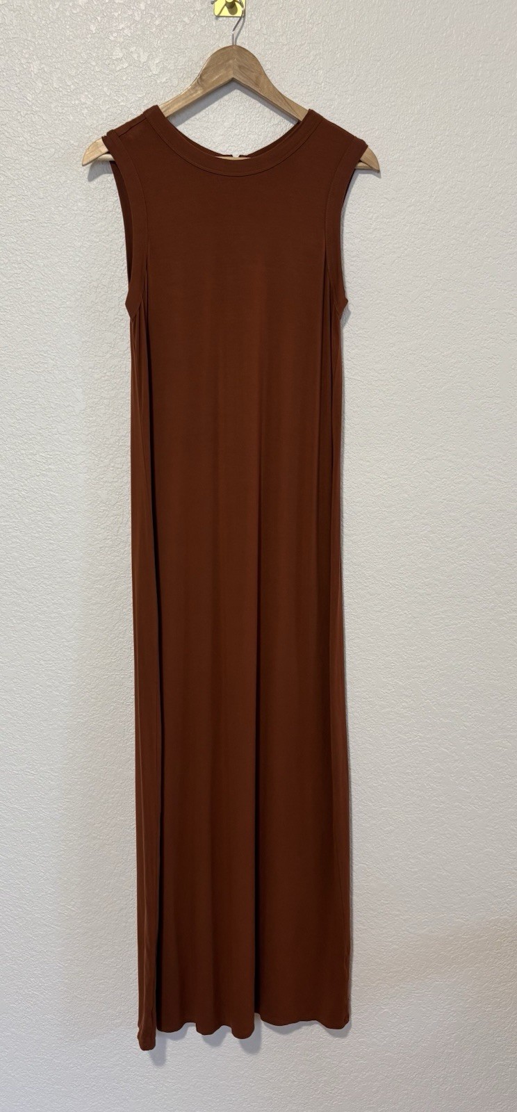 Joan Vass Dresses Womens Medium Rust Sleeveless Maxi Dress Stretch Rayon Casual