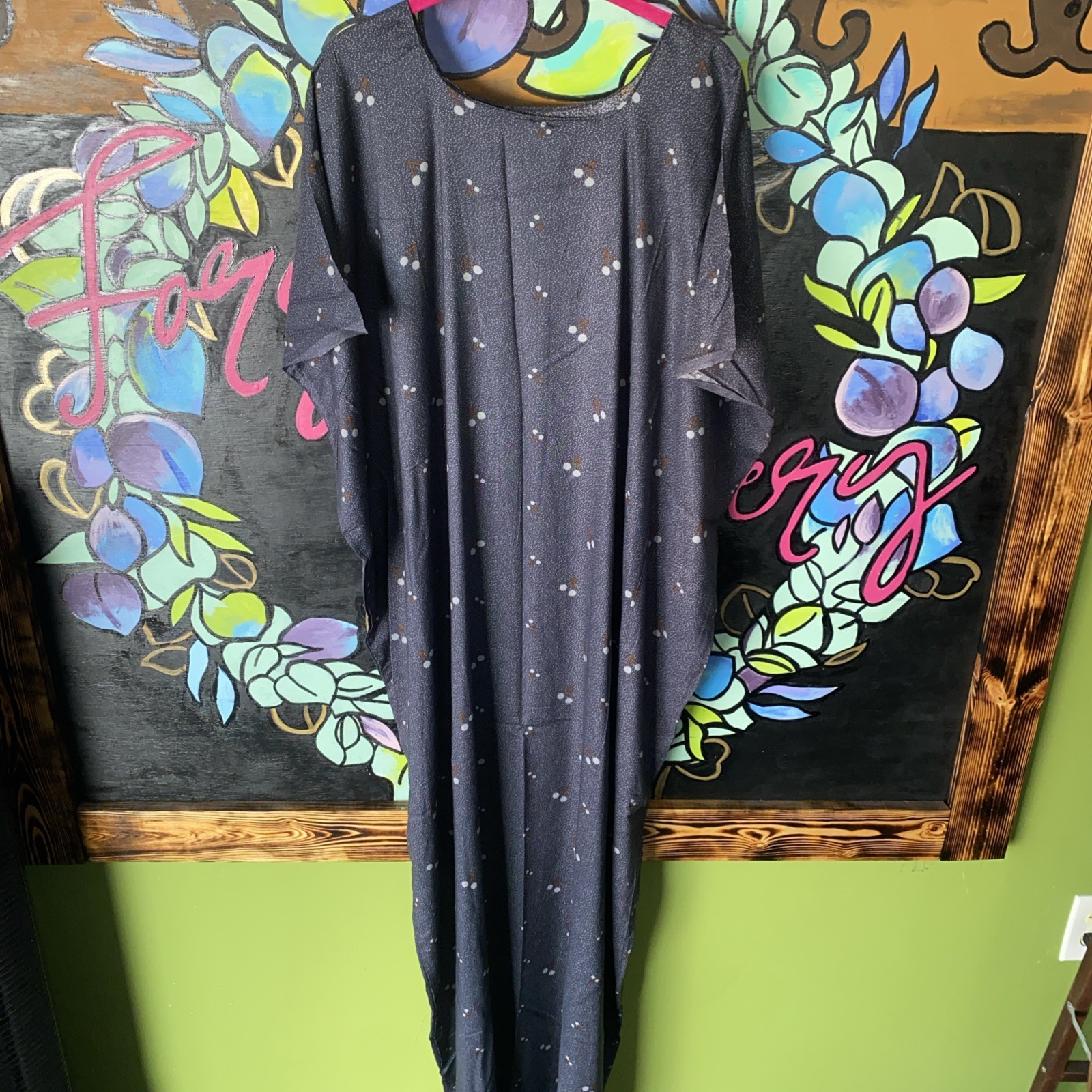 Gray Cherry Kaftan Dress One Size Fits Most New Handmade Womens