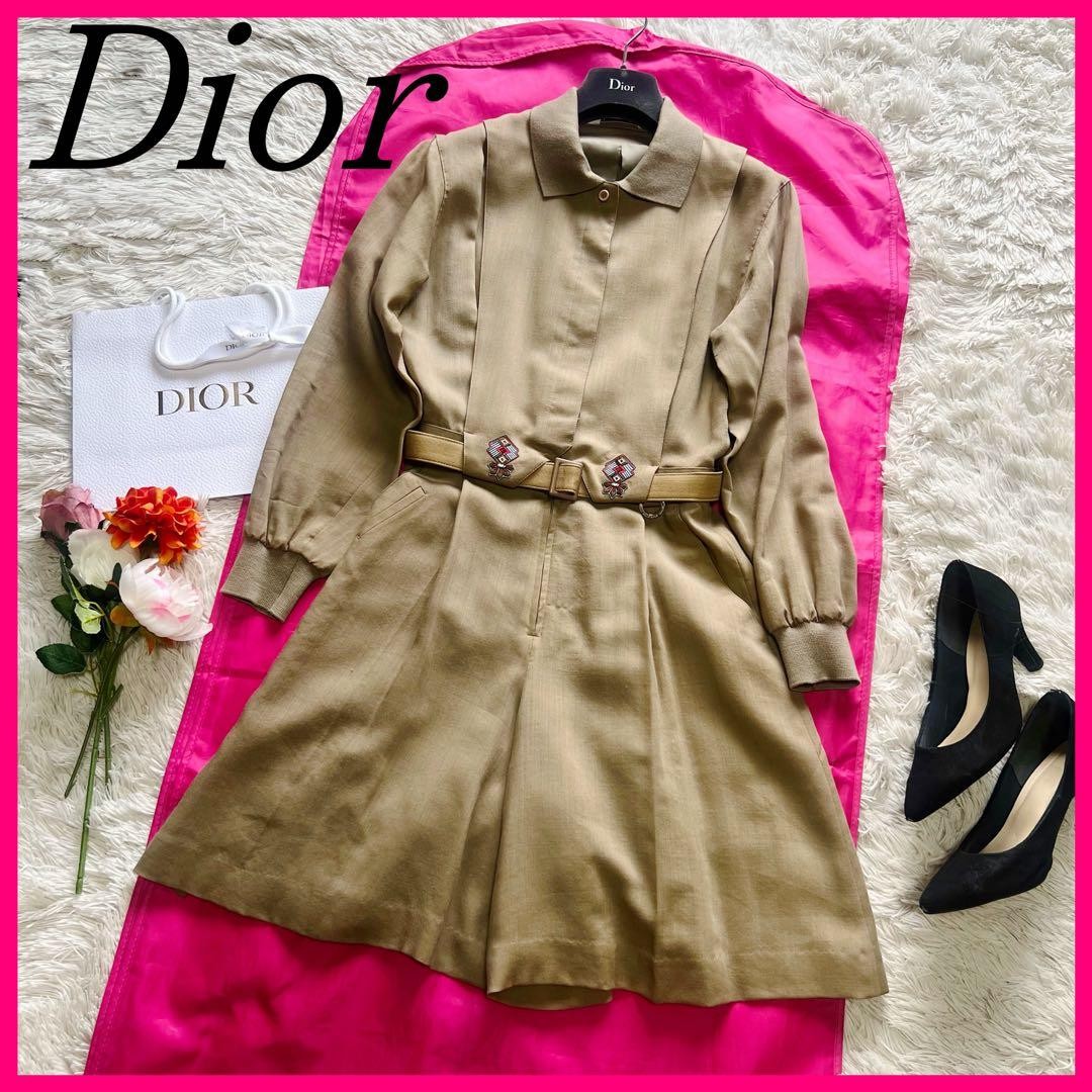 USED [EXCELLENT CONDITION] CHRISTIAN DIOR ROMPER, BEIGE, EMBROIDERED, SIZE M,