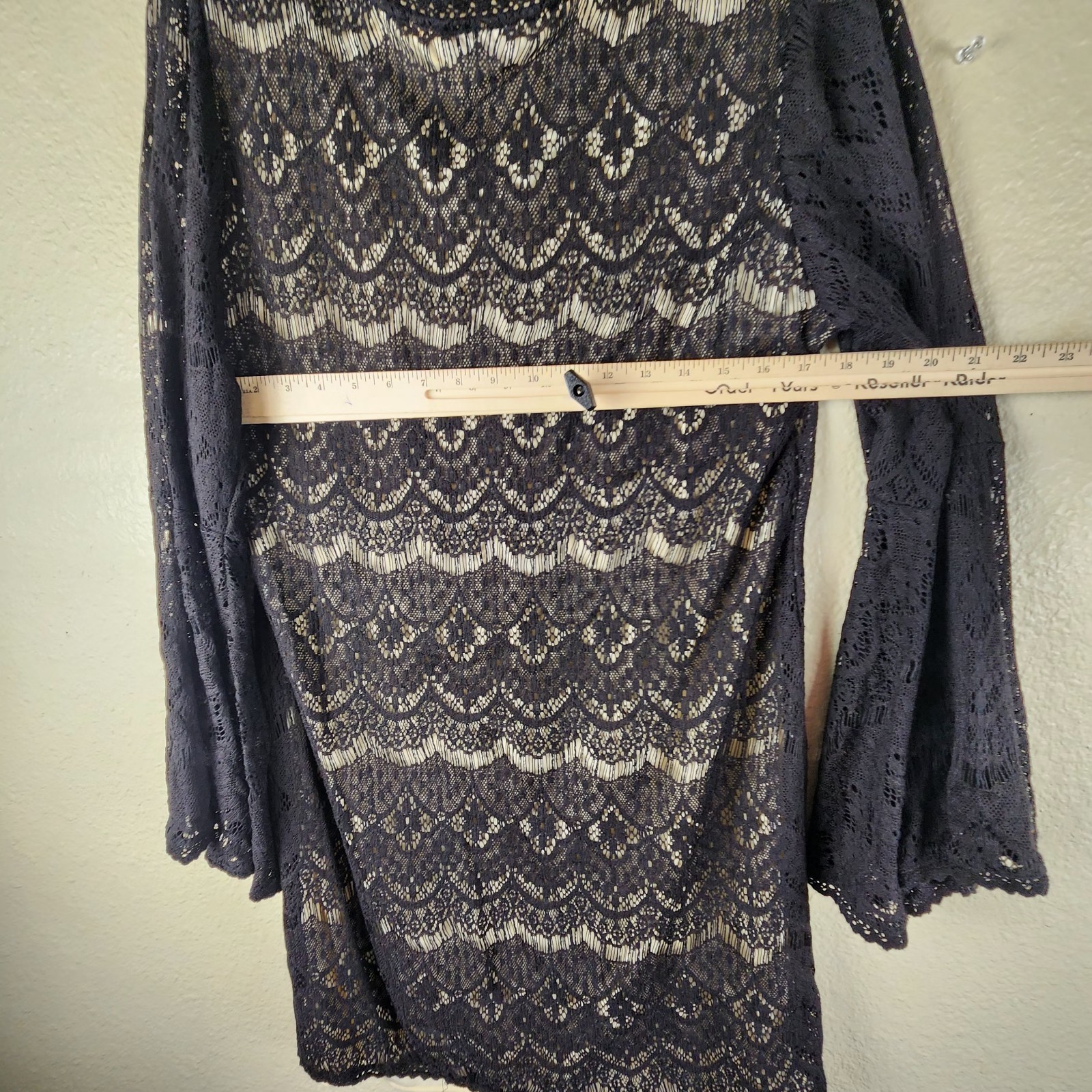 Scully Dress Size Extra Large Black Lace Western Peasent Flare Bell Sleeves