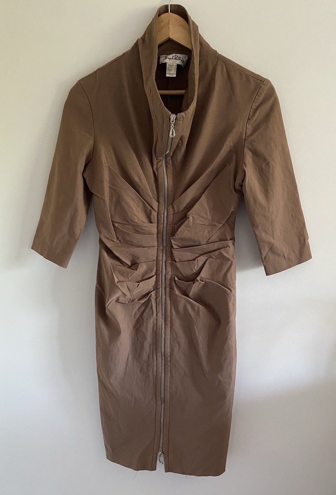 Joseph Ribkoff UK 10 Bodycon Stretch Dress Tight Form Fitting Ruched Pleated Zip