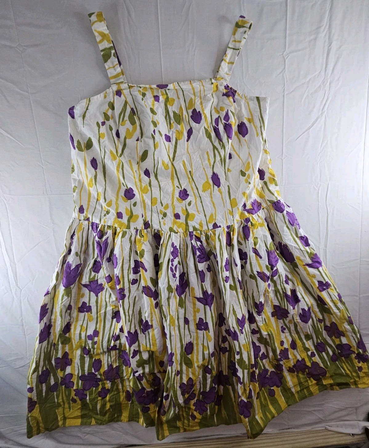 Jessica London Dress Women’s 16 Purple Yellow Spring Floral Sundress Midi NEW