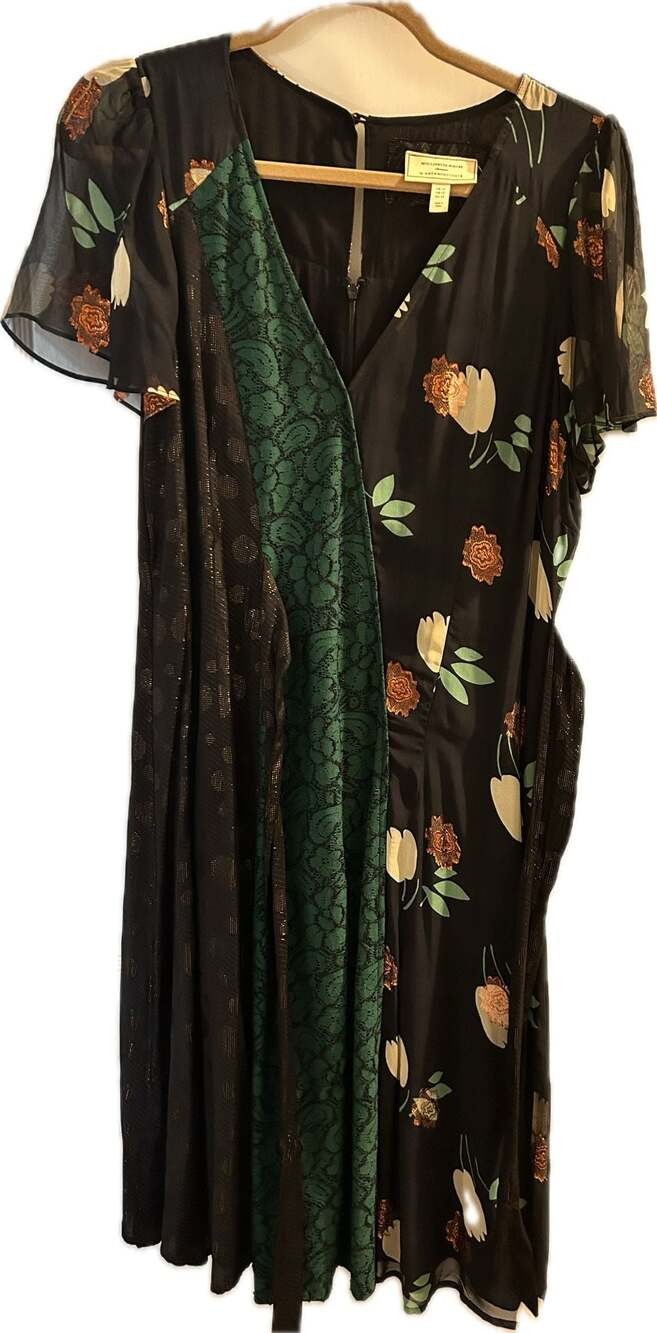 Moulinette Soeurs Anthropologie Ciao Bella Mixed Media Floral Lace Wrap Dress