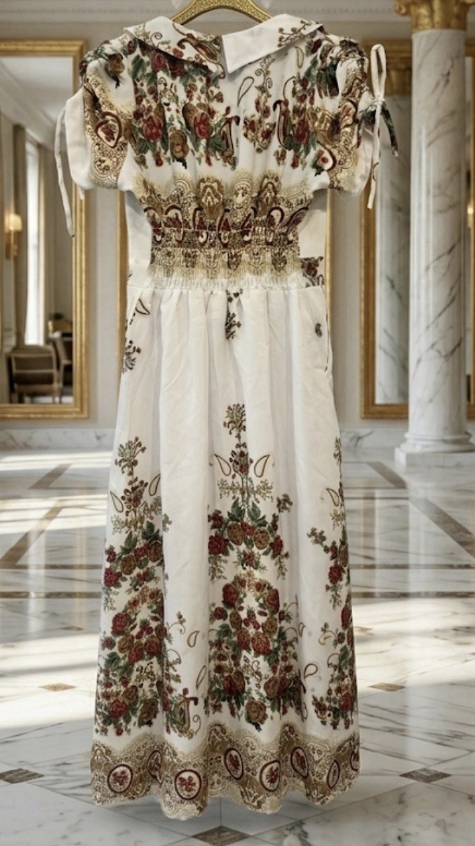 Exquisite Floral Patterned Gown, Premium Quality, Elegant Romantic Style Size Sm