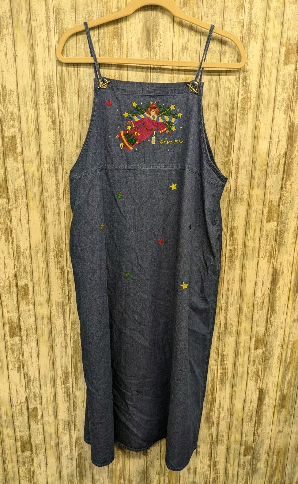 The Quacker Factory Denim Christmas Jumper Maxi Dress Angels Stars Teacher 20W