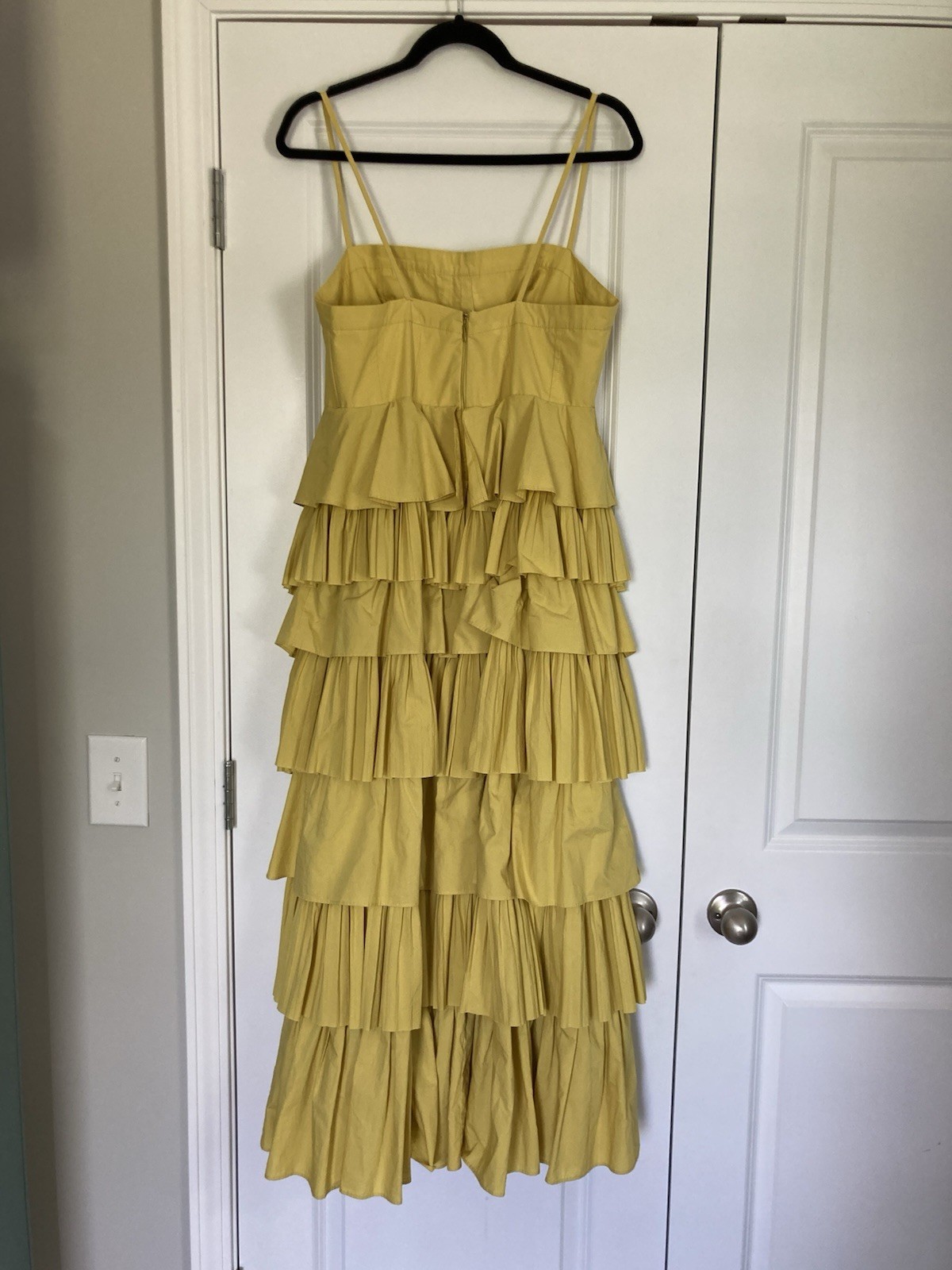 Ulla Johnson Avery Gown in Limonite Tiered Maxi Dress Gown Womens 10 Resort Vaca