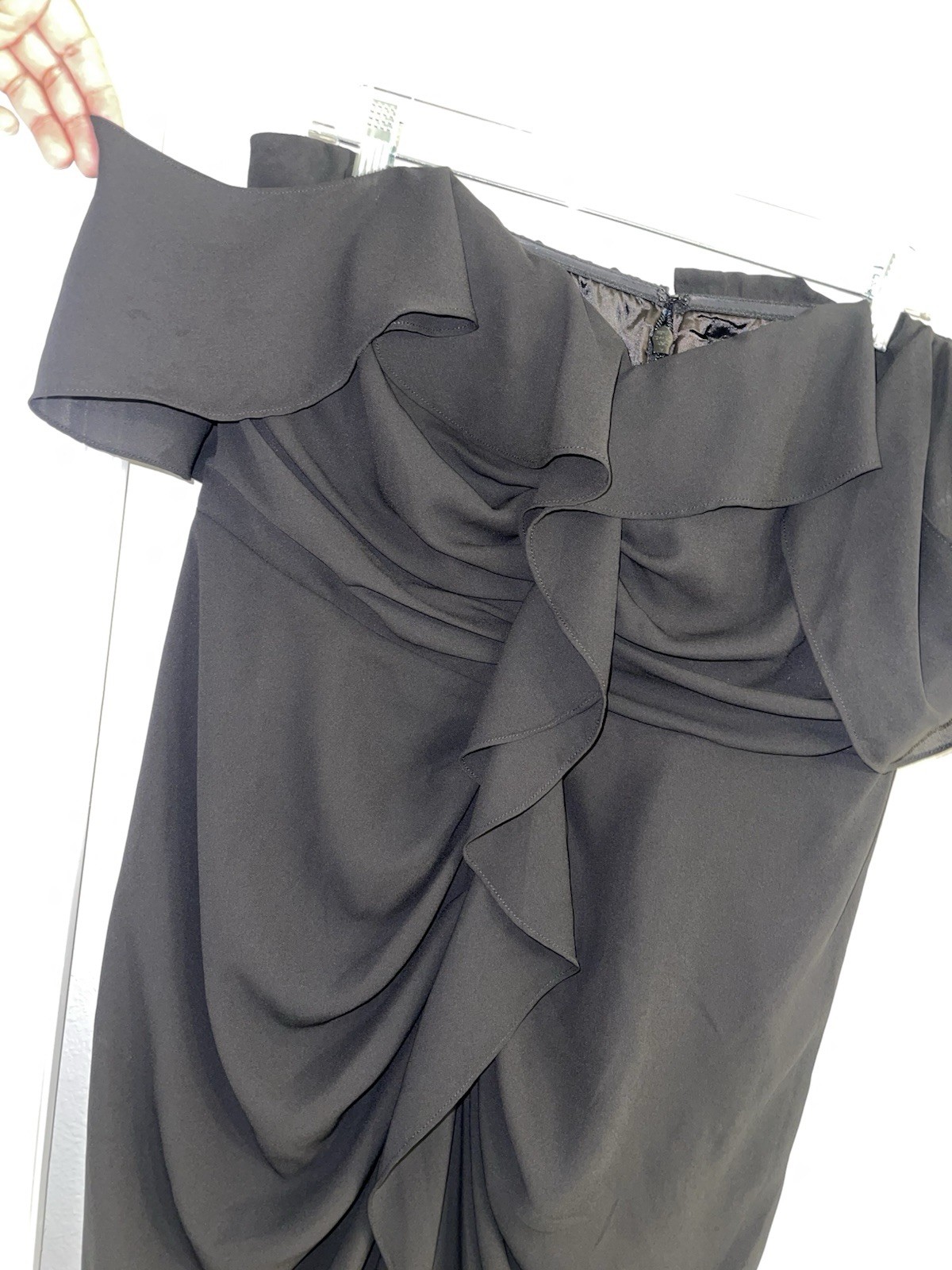 City Chic Black ‘Va Va Voom Off’ Off-the-Shoulder Midi Front Slit Dress Size 16