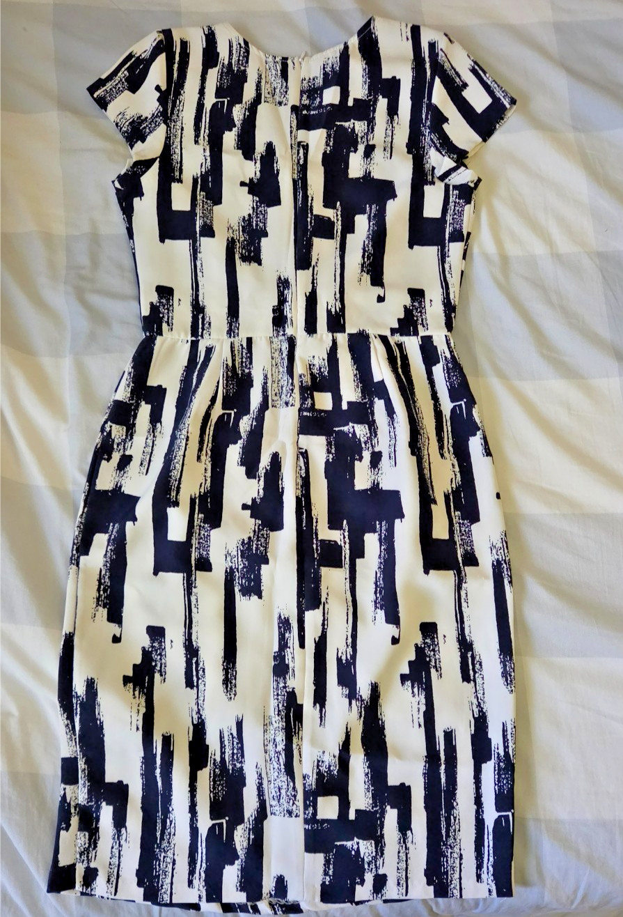 love…ady White Blue Cap Sleeve Professional Business Blouson Dress Size L