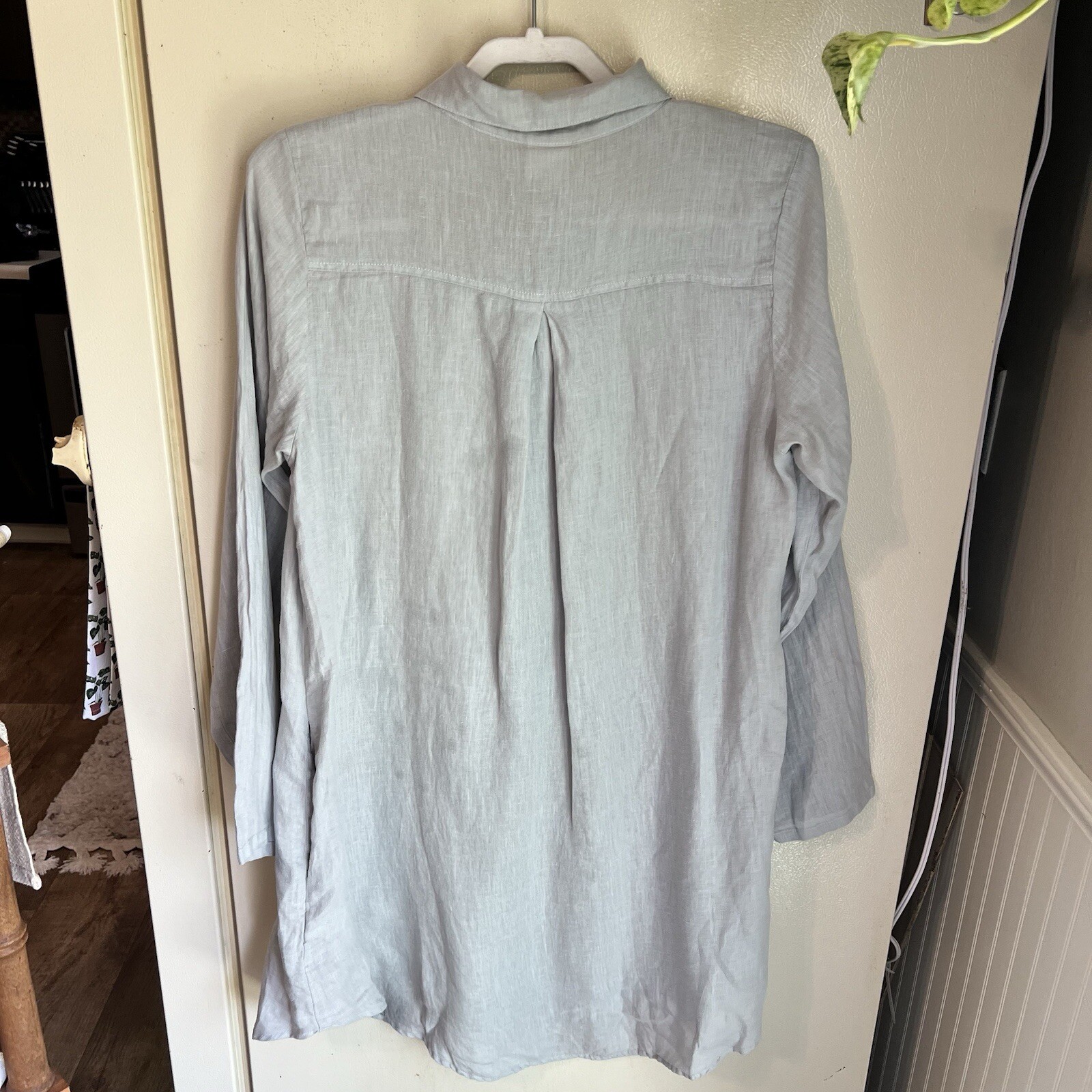 NWT Pure Match Long 1/2 Button Pullover Linen Dress Size Large Lagenlook Gray