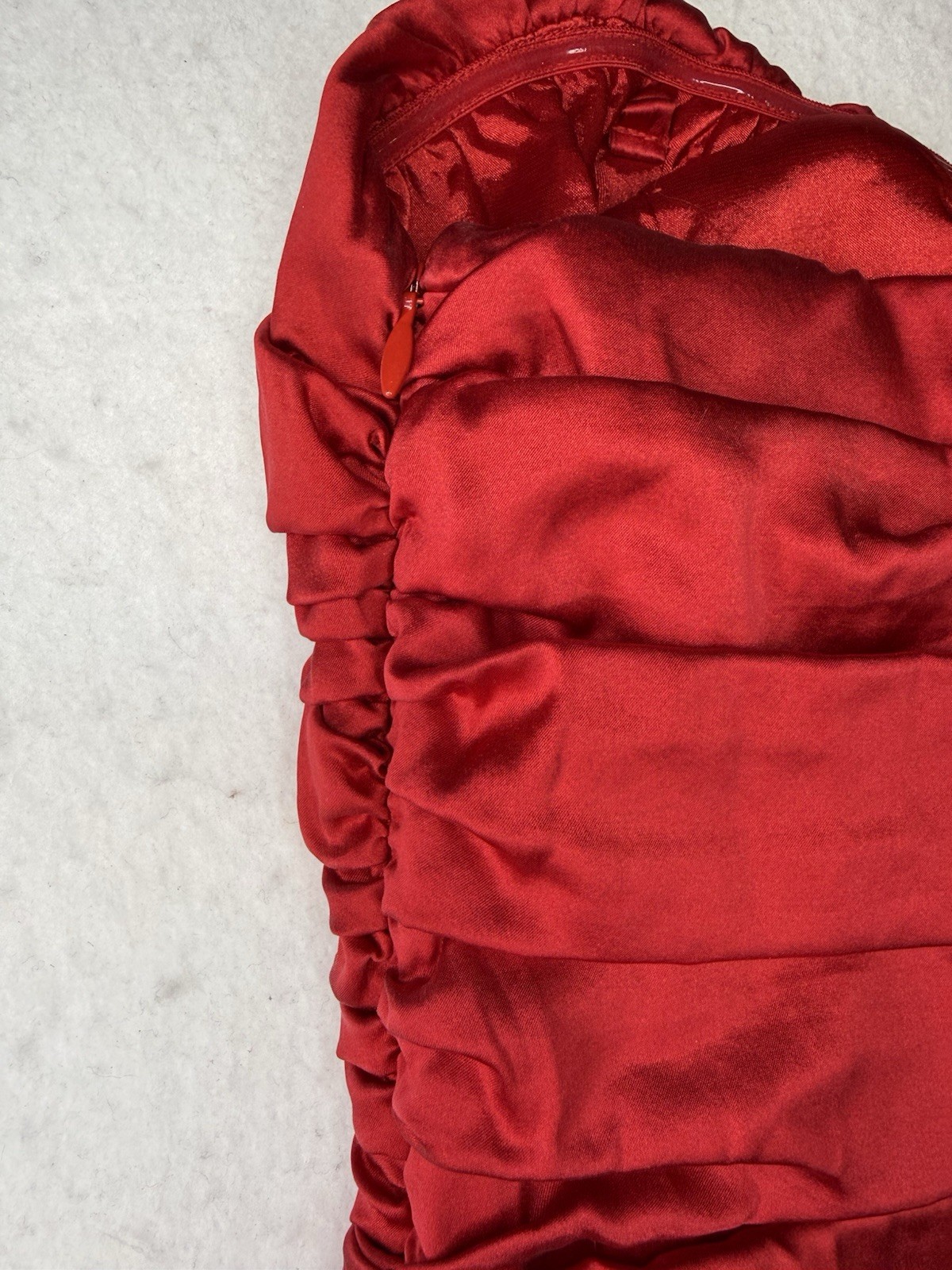 Express Red Silk Sweetheart Ruching Strapless Mini dress Unworn