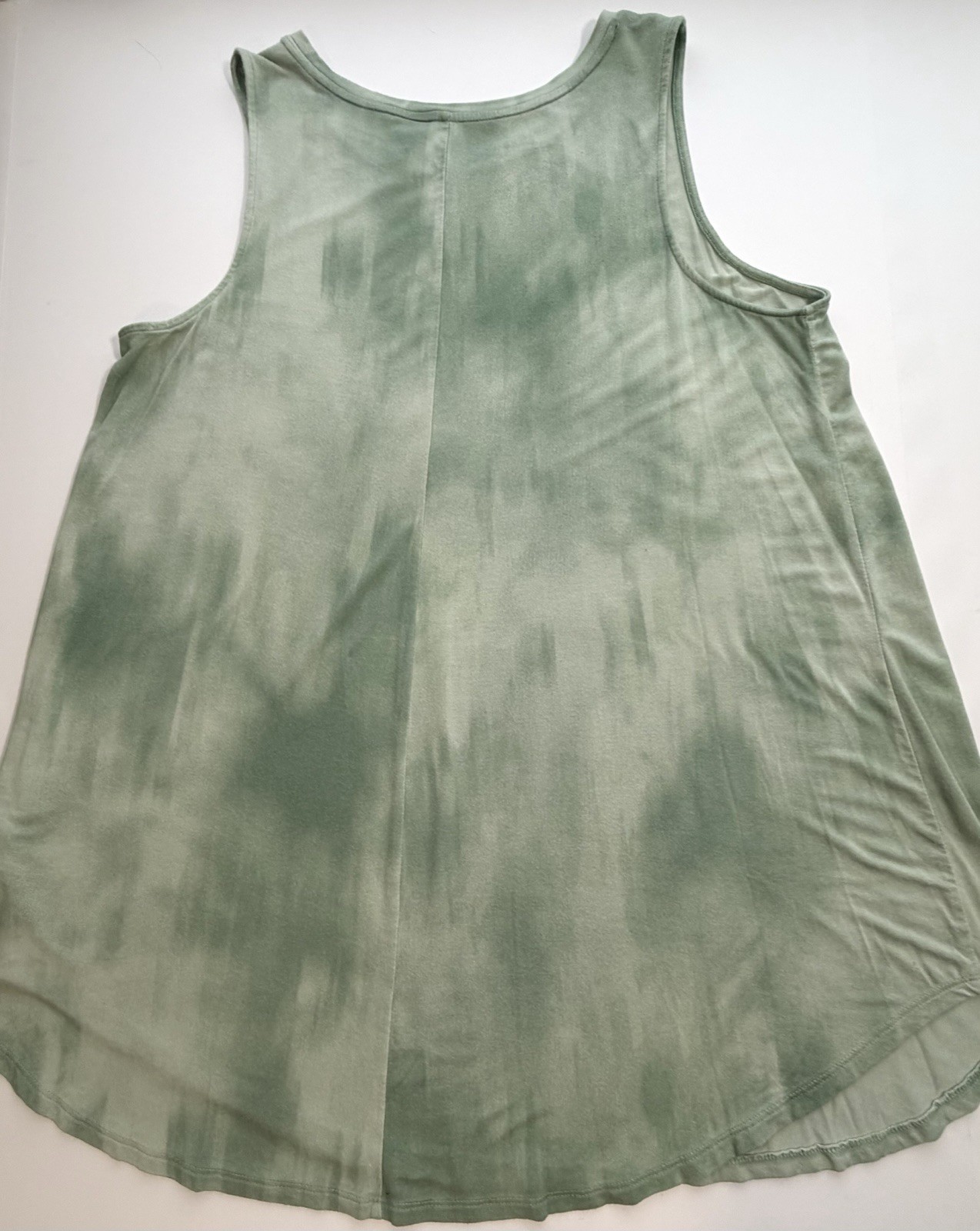 Old Navy Luxe Tank Top Womens L Tall Green Tie Dye High Neck Sleeveless Stretch