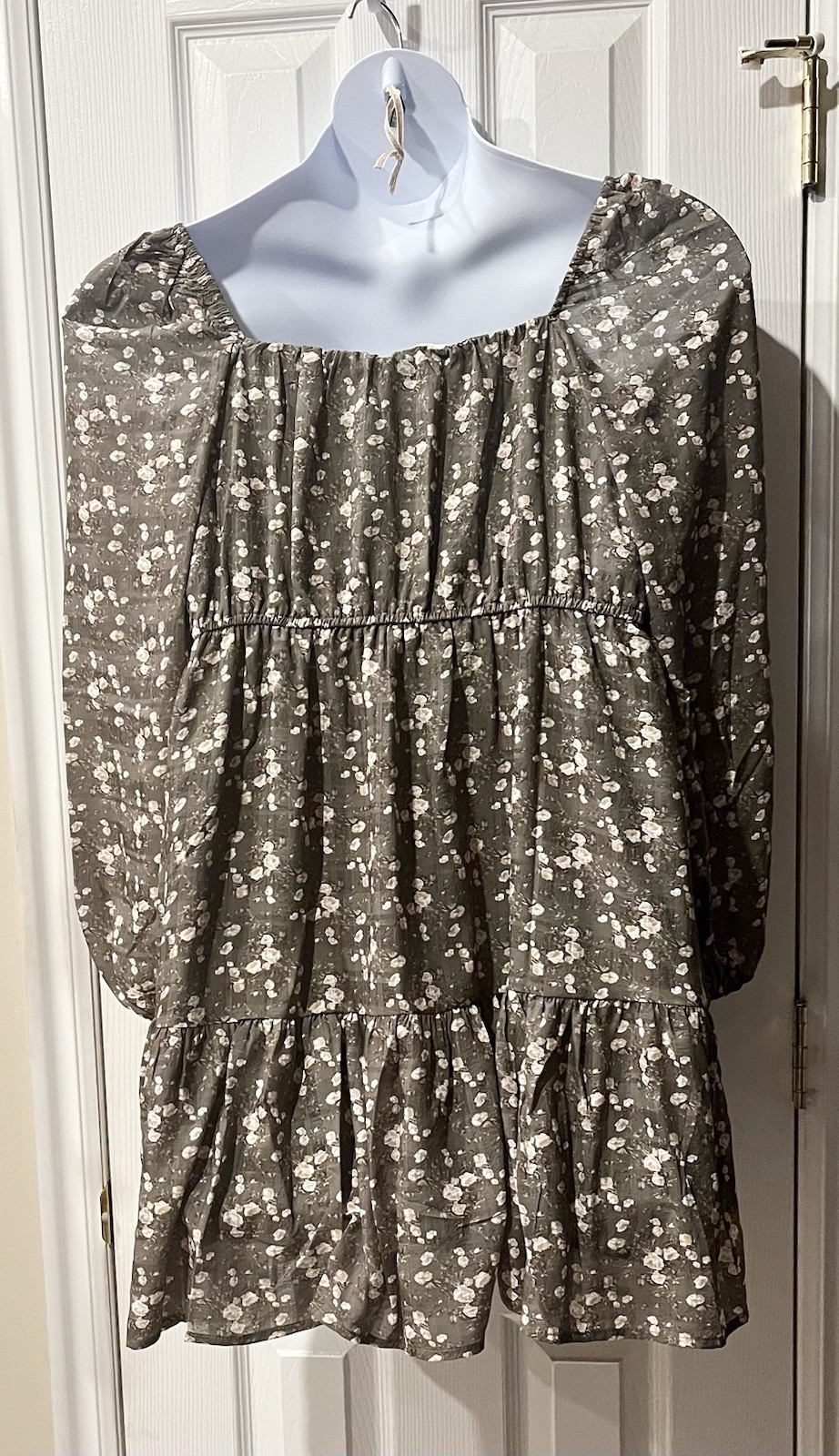 And Now This Trendy Plus Size Peasant Mini Dress – 1X – Oregano- NWT -$54 Retail
